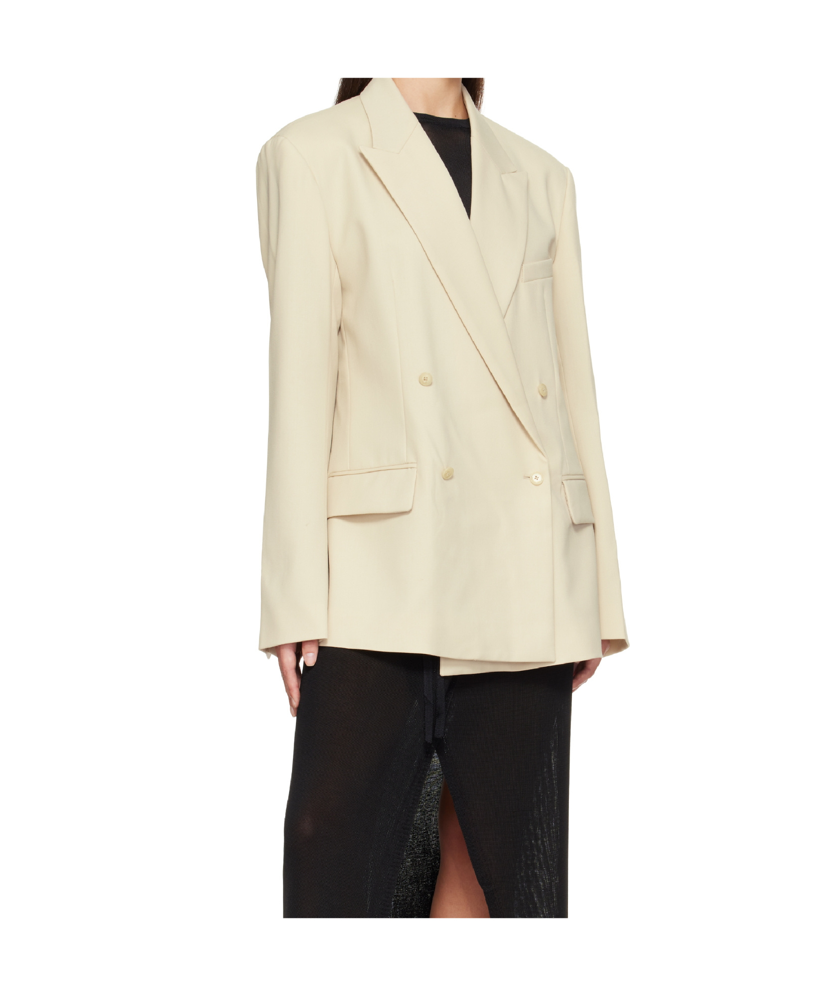 The Frankie Shop Newark Double Breasted Blazer In White