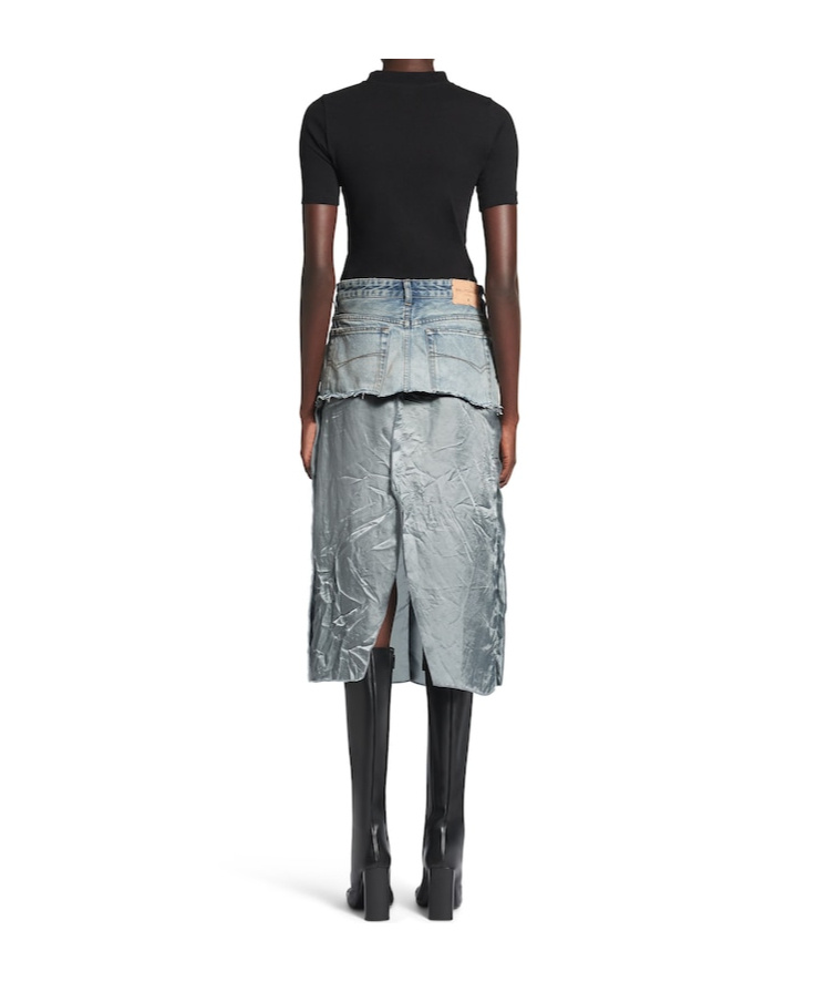 Shop Balenciaga Women's Ripped Off Skirt In Light Blue