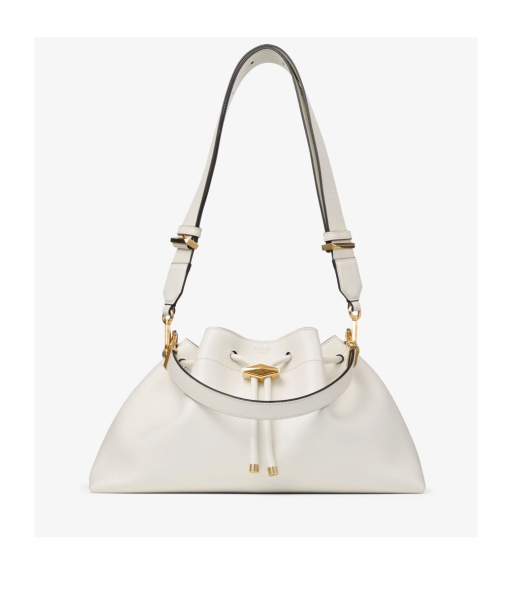 Jimmy Choo Medium Cinch Leather Shoulder Bag In Latte/gold