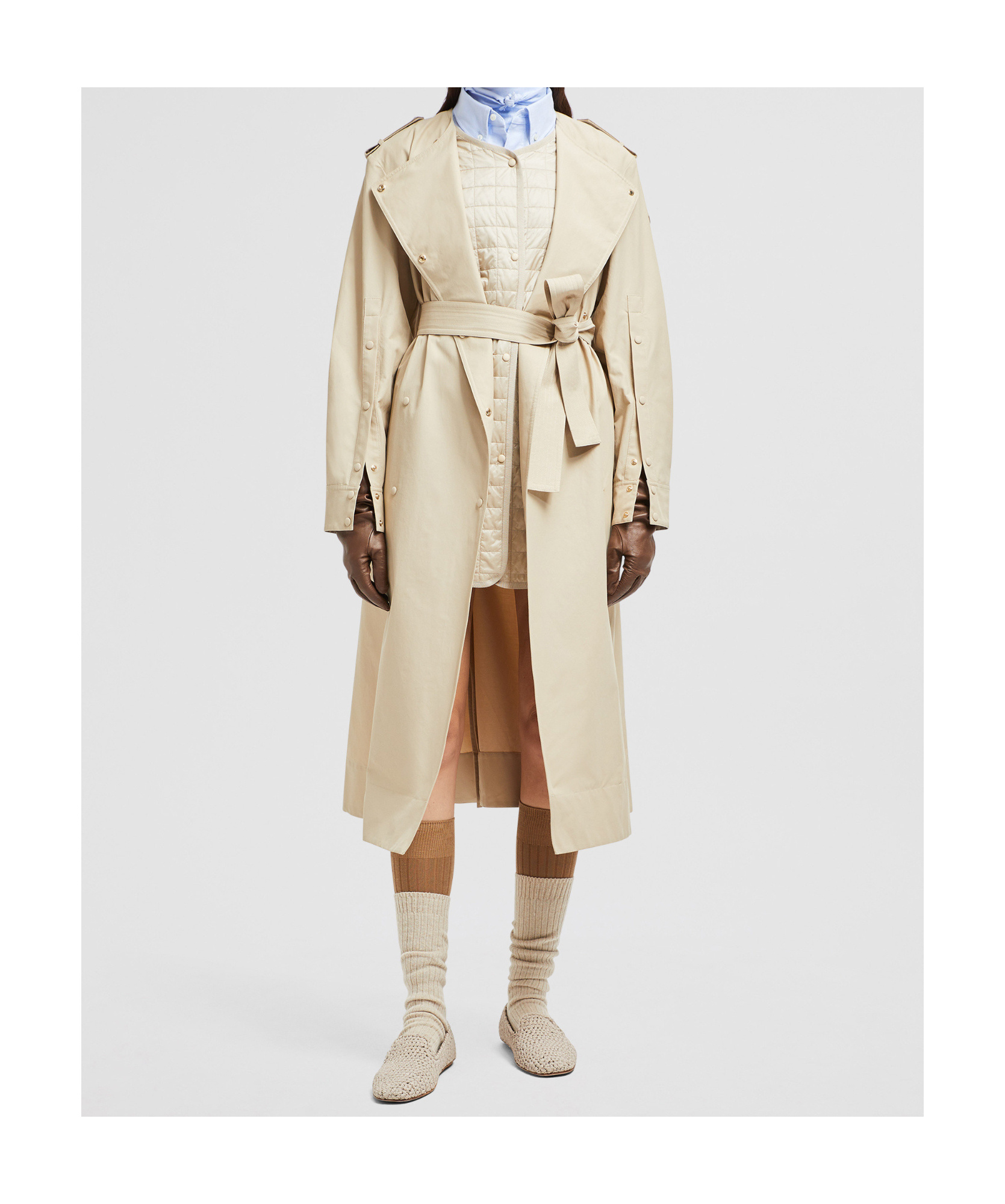 Moncler Gourdon Cotton-blend Trench Coat In Beige