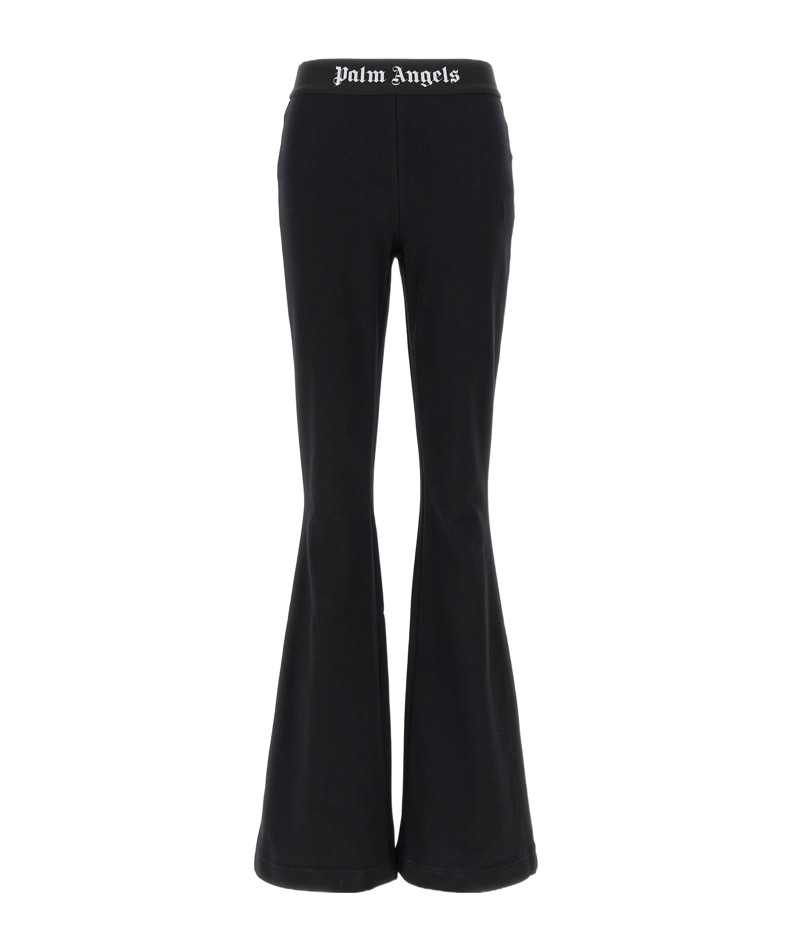 Shop Palm Angels Logo-waistband Flared Leg Pants In Black