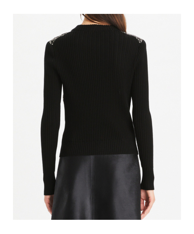 Tory Burch Wool Cardigan With Front In Black