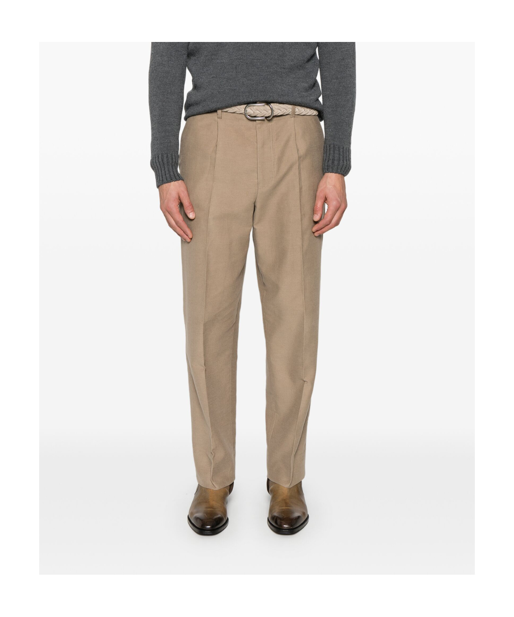Zegna Belt-loop Casual Pants In Nude