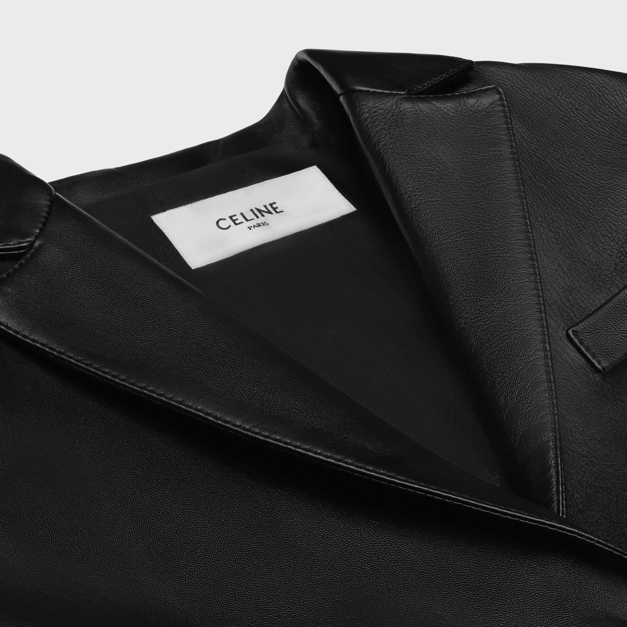 Celine Single-breasted Leather Jacket In Black