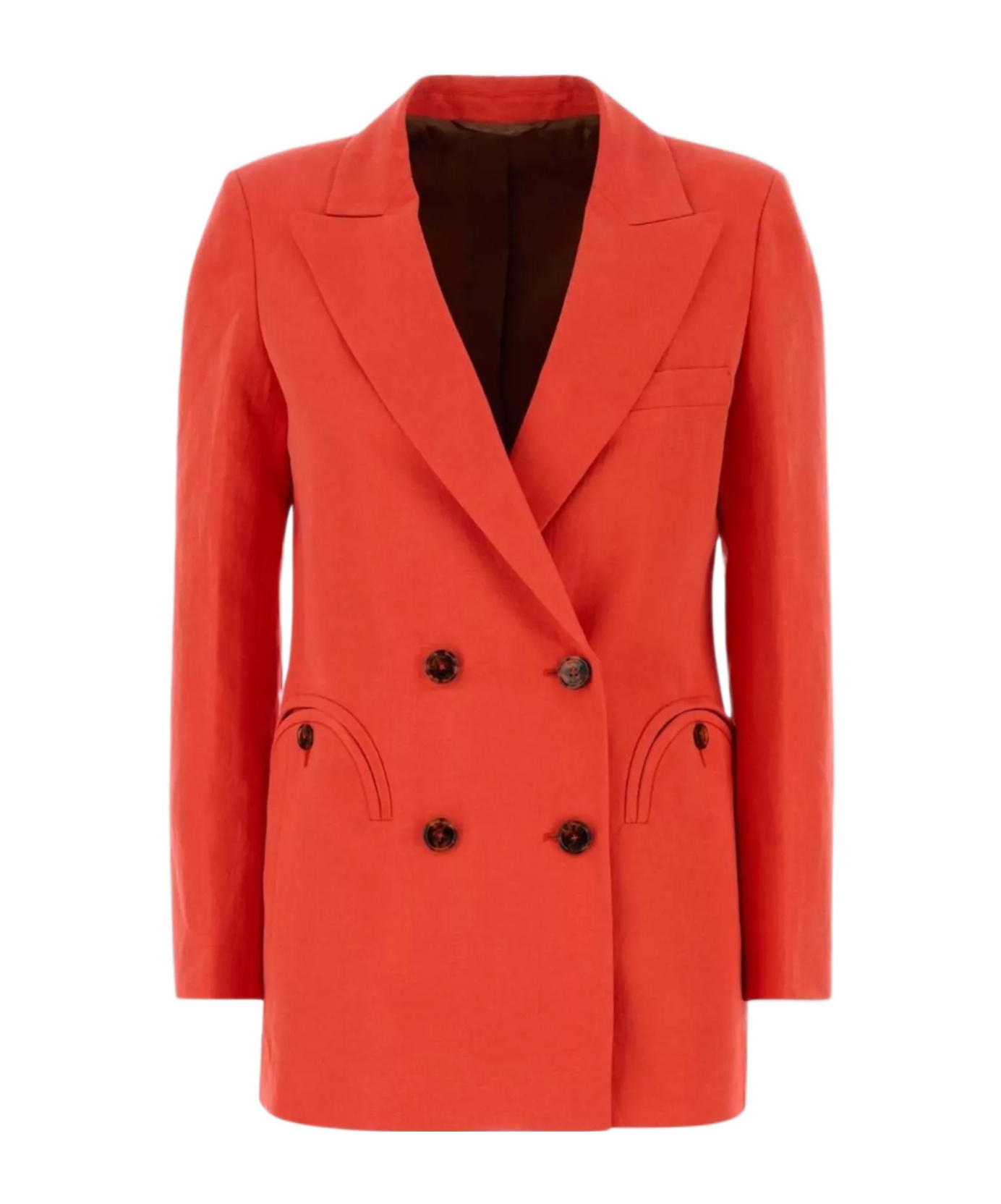 Blazé Milano Flica Everyday Double-breasted Silk And Linen-blend Blazer In Red
