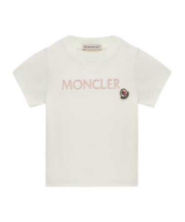 Moncler Embroidery Logo Cotton T-shirt In White