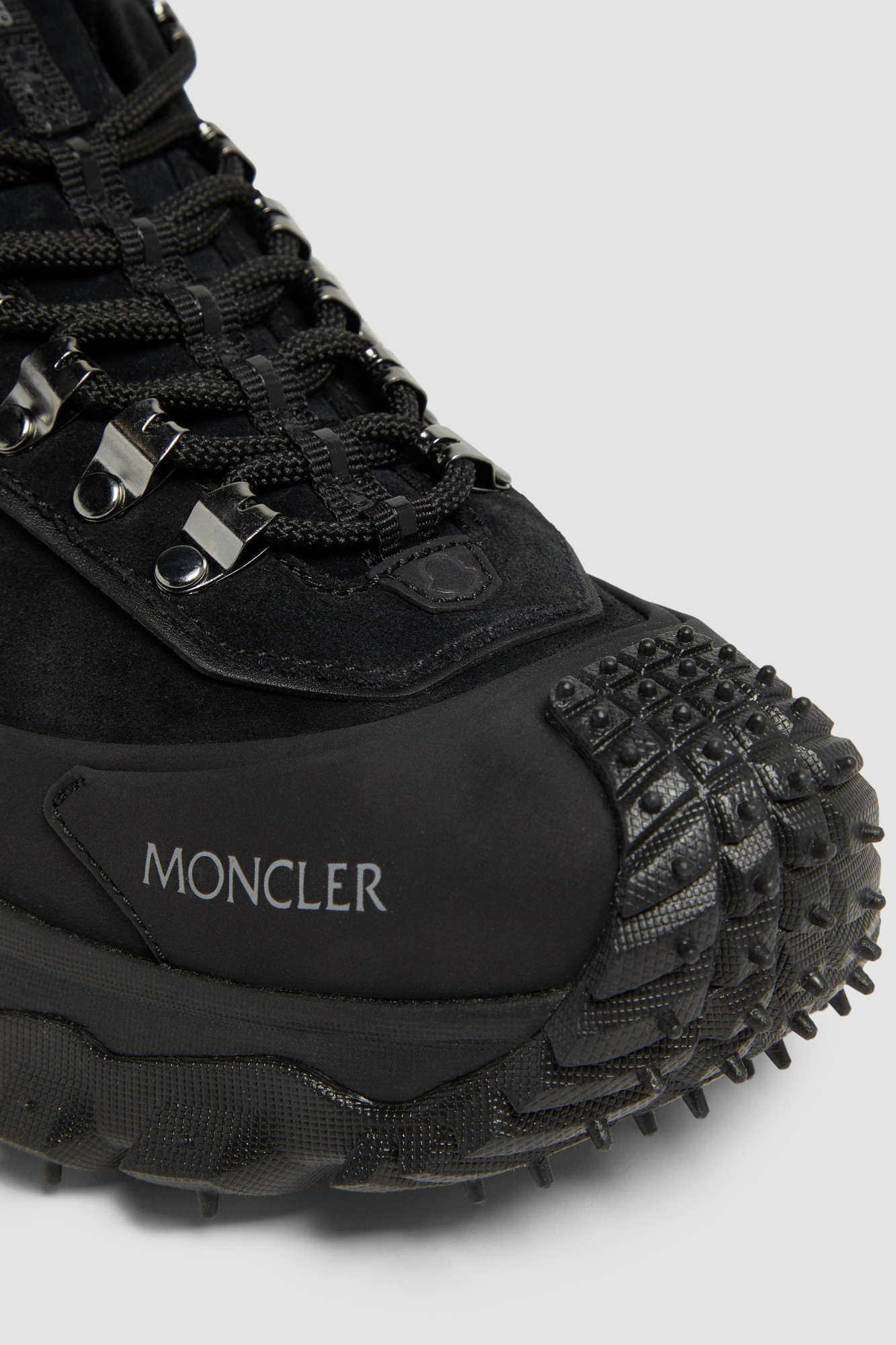 Moncler Trailgrip Apex Leather And Suede Sneakers In Black