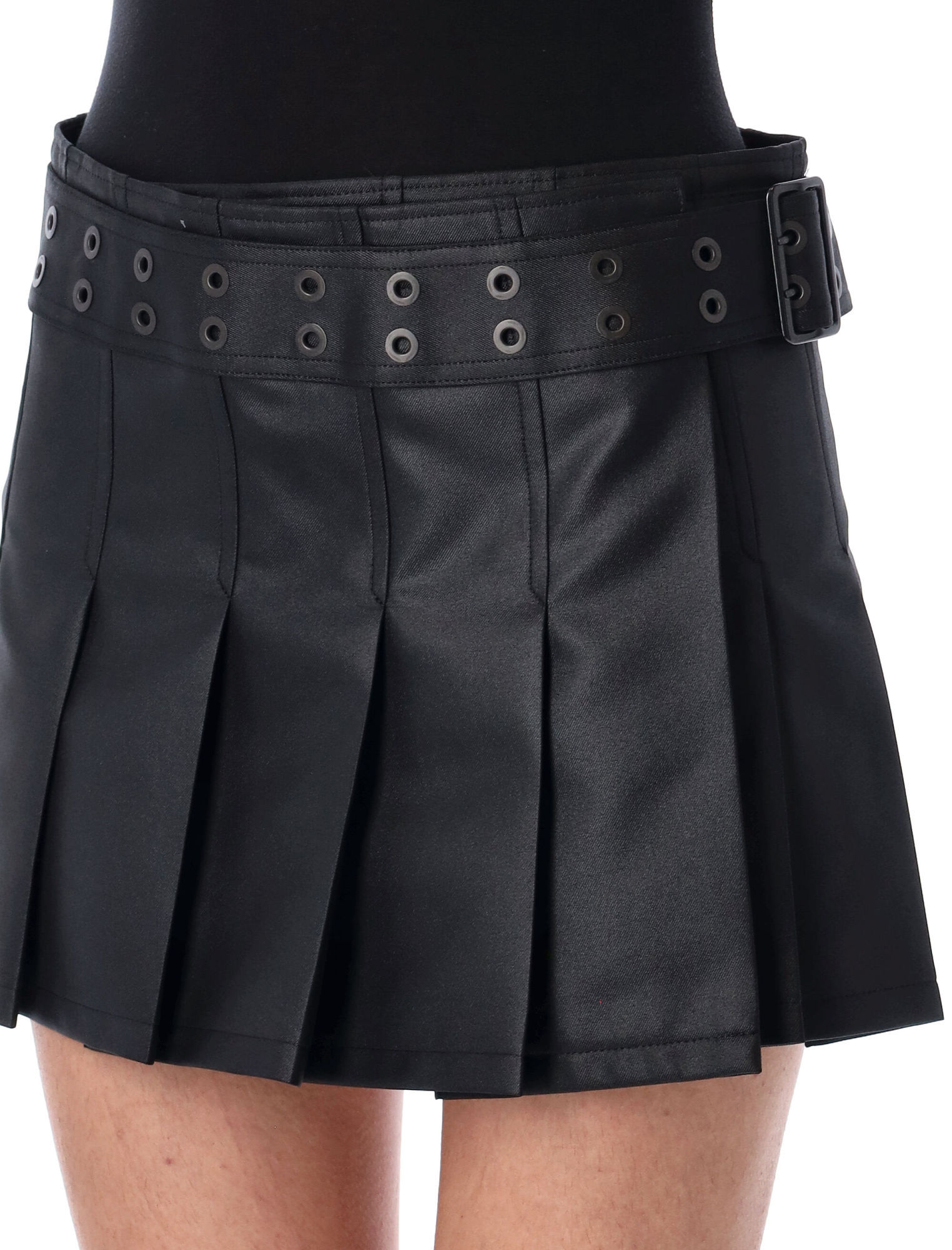 Junya Watanabe Pleated Mini Skirt Belted In Black