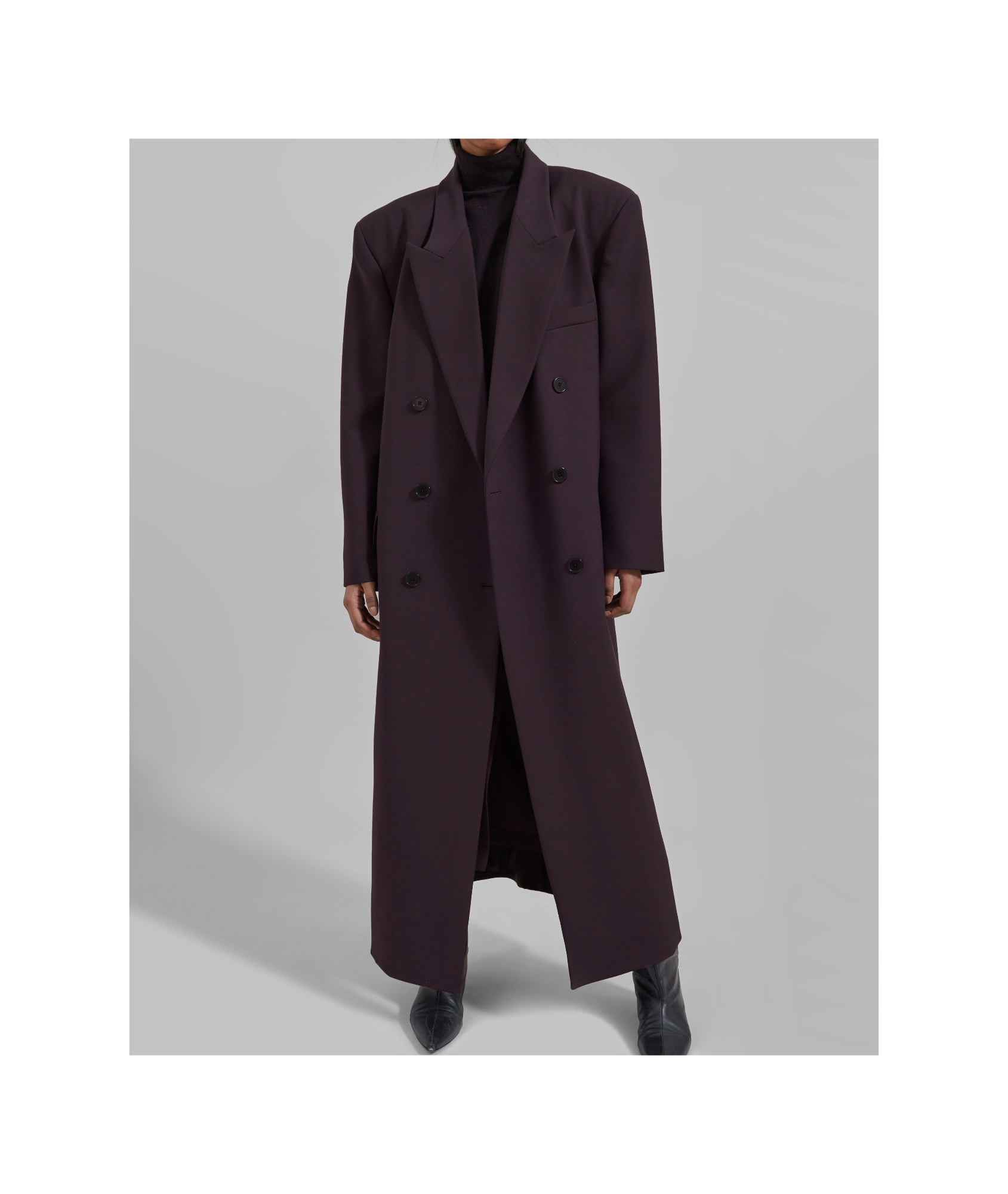 Shop The Frankie Shop Jane Long Coat - Dark Plum