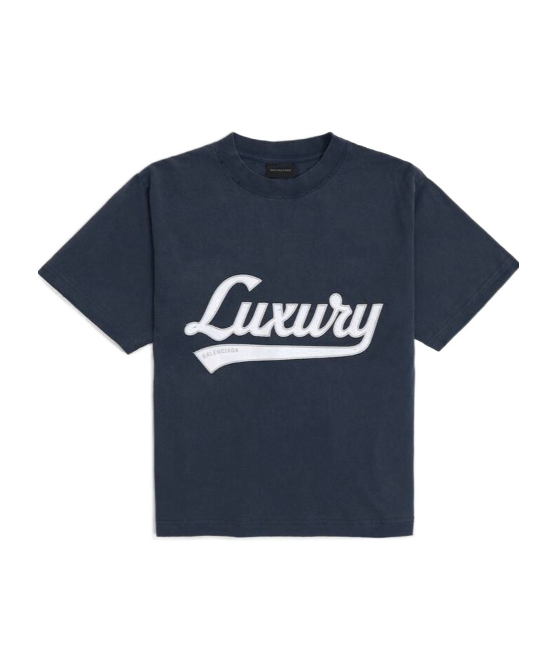 Balenciaga Embroidered Short-sleeved T-shirt In Blue