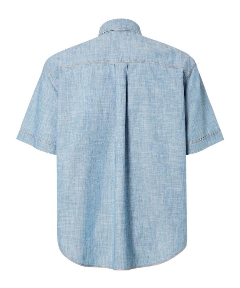 Fendi Collared Shirt With Pocket And Short Sleeves In Blue