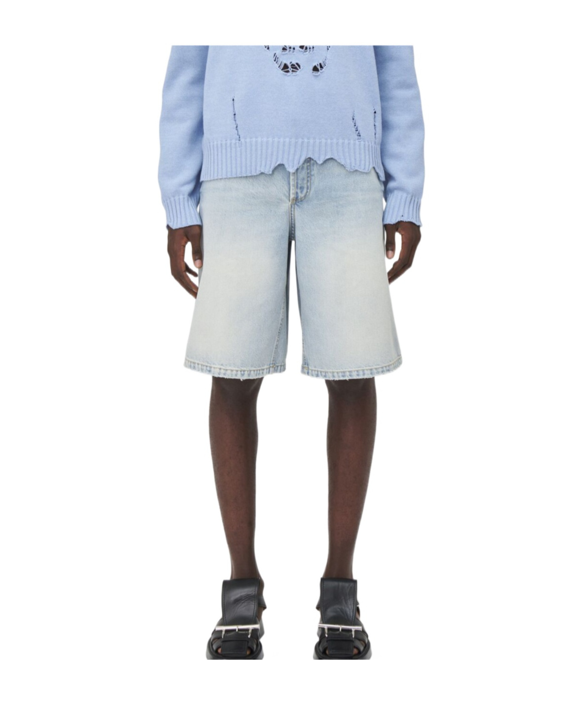 Alexander Mcqueen Stonewashed Denim Shorts In Washed In Blue