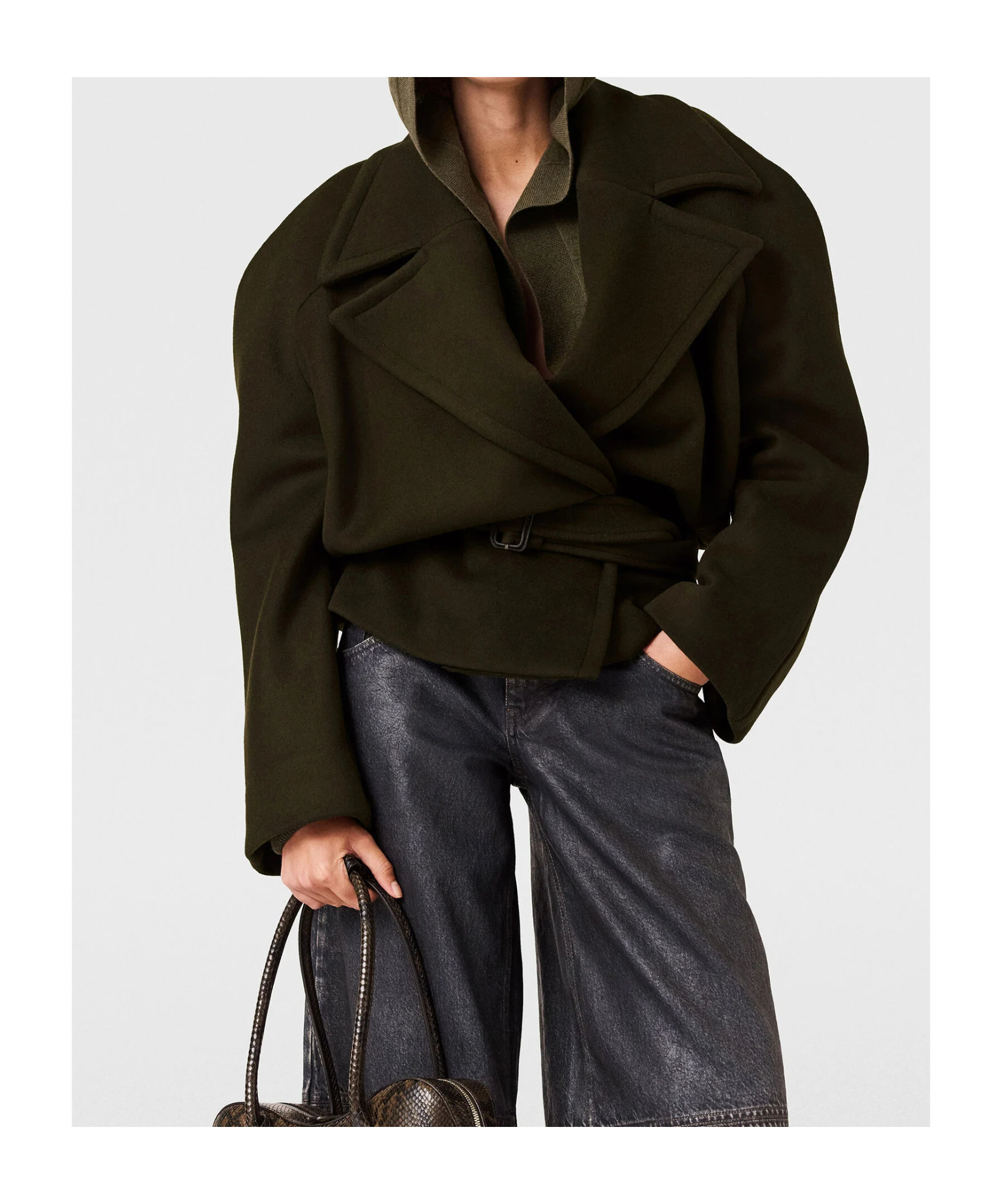 Stella Mccartney Cropped Belted Trench Jacket In Brown