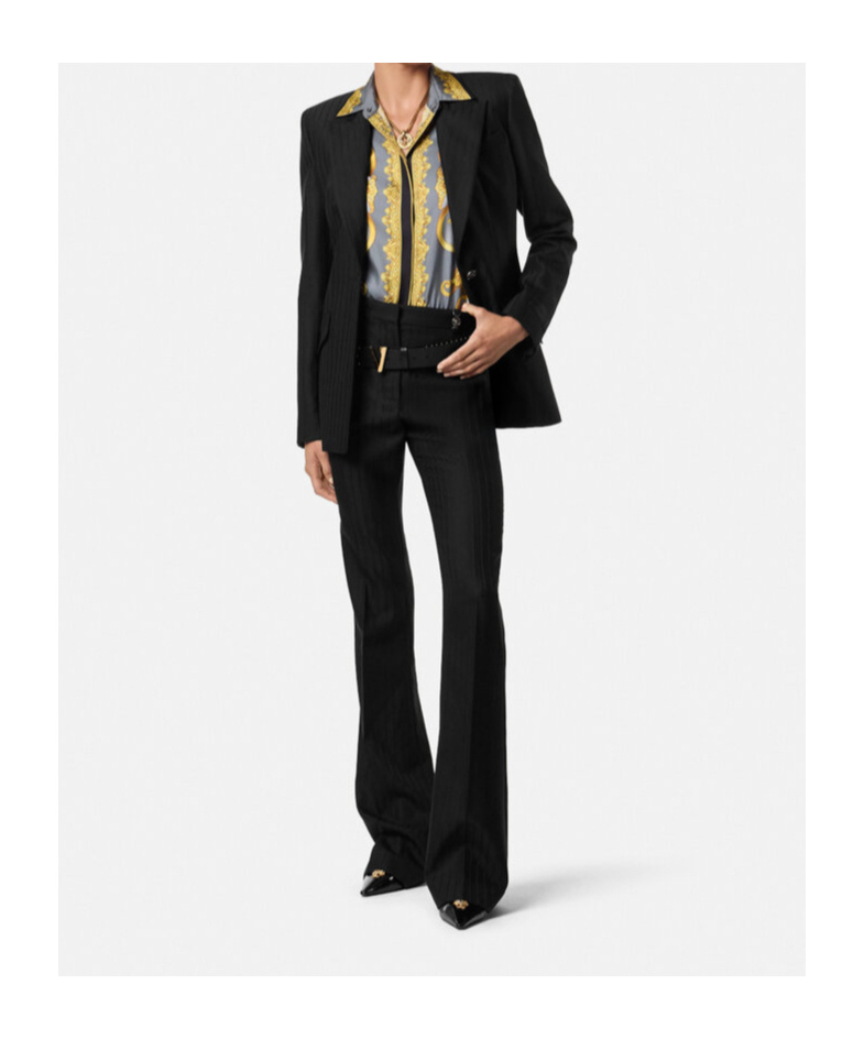 Versace Long-sleeved Suit Jacket In Black