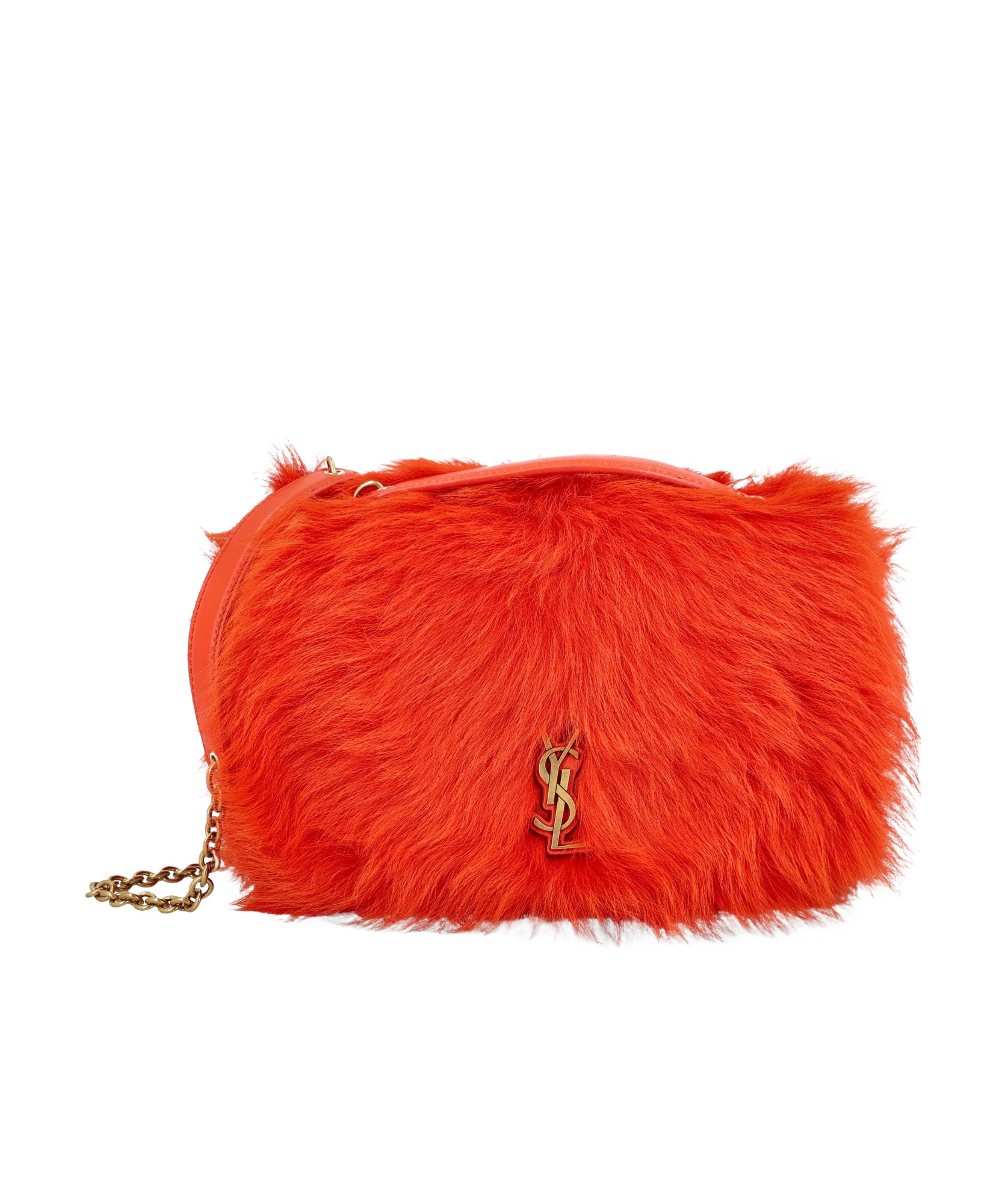 Saint Laurent Plush Shoulder Bag In Red