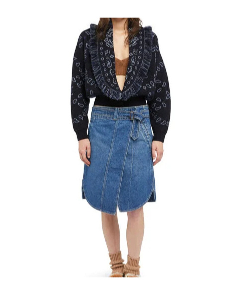 Alanui Fringe Detailing Bomber Jacquard Bandana In Blue