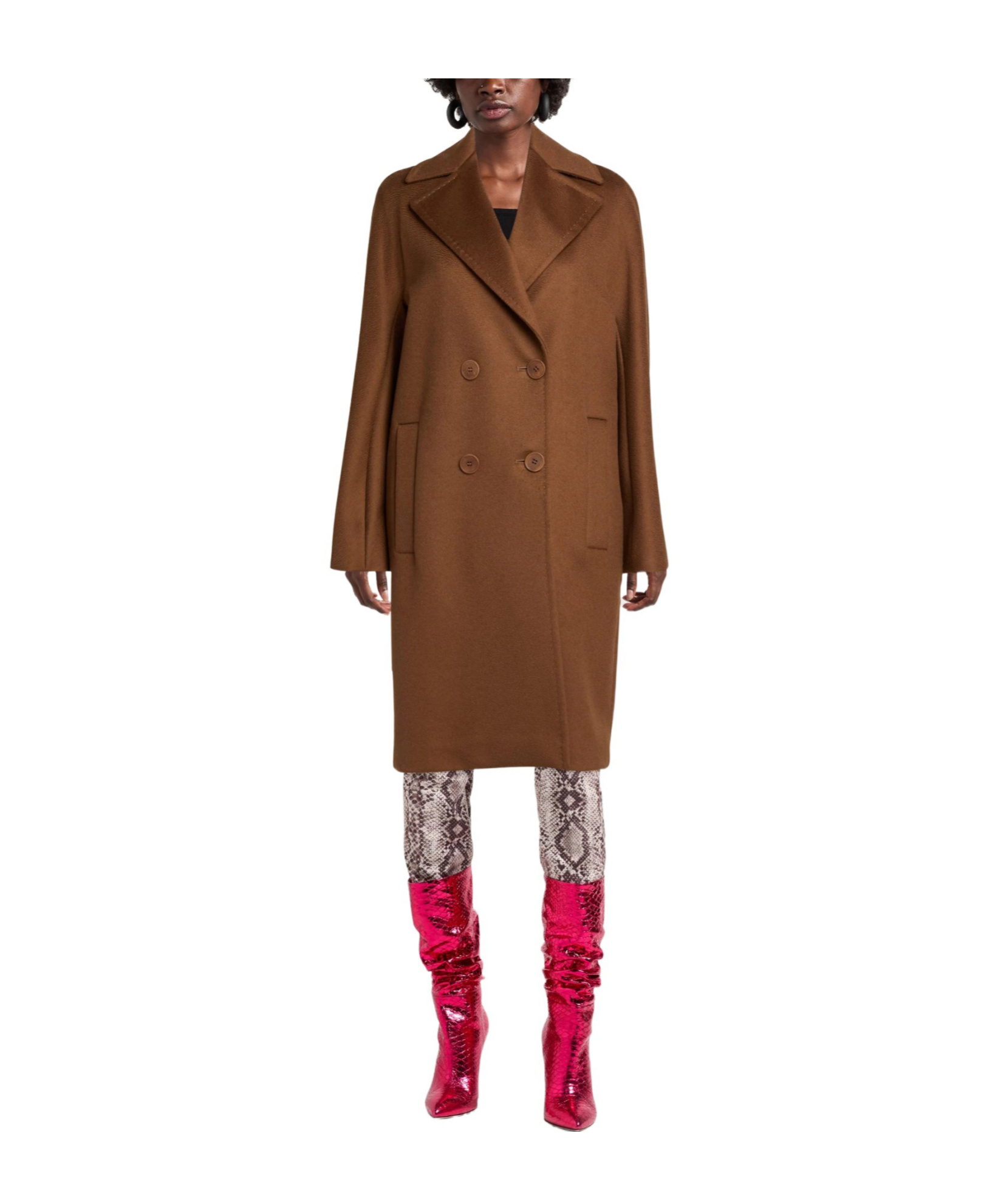 Max Mara Minimalist Double- Coat In Brown