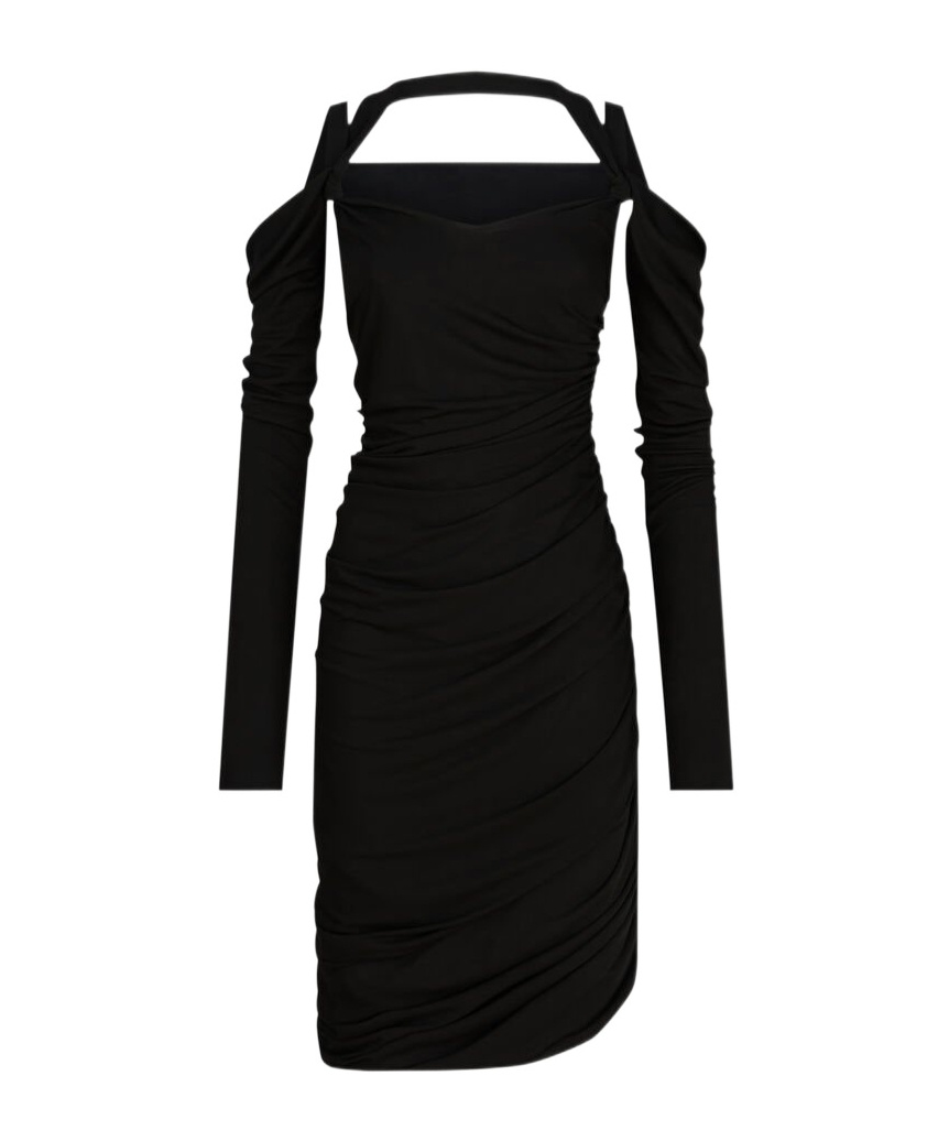 Attico Black Midi Dress In Black