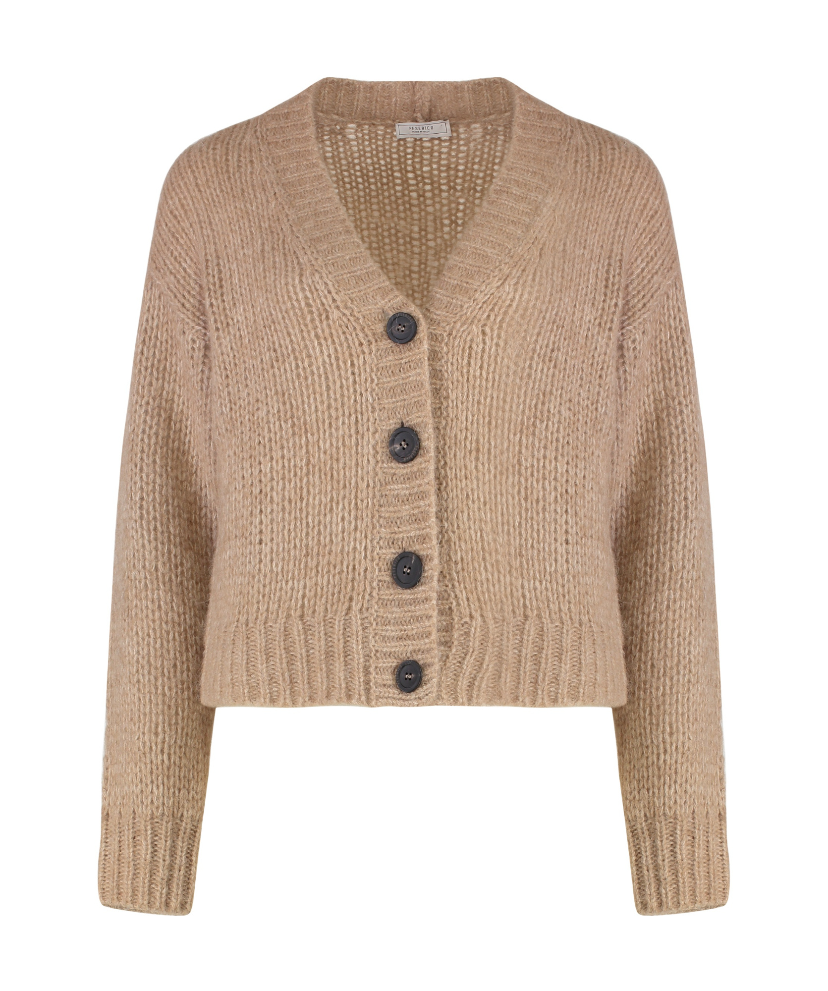 Peserico Cardigan In Mixed Wool And Alpaca In Brown