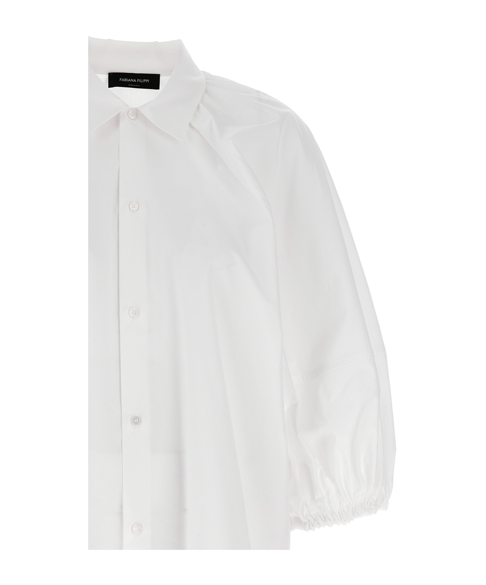 Fabiana Filippi Collared Neck Balloon Shirt With Raglan Sleeves In White
