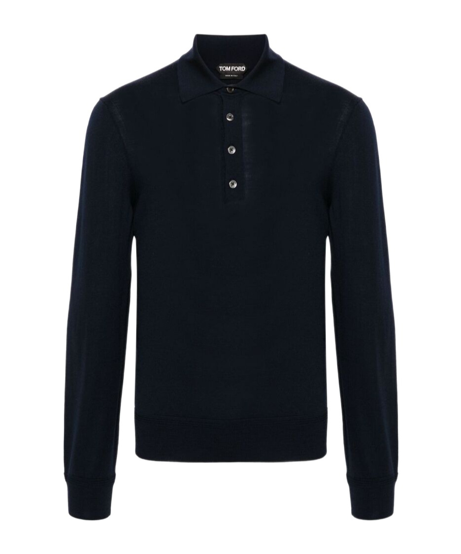 Shop Tom Ford Long-sleeve Wool Polo Shirt In Black