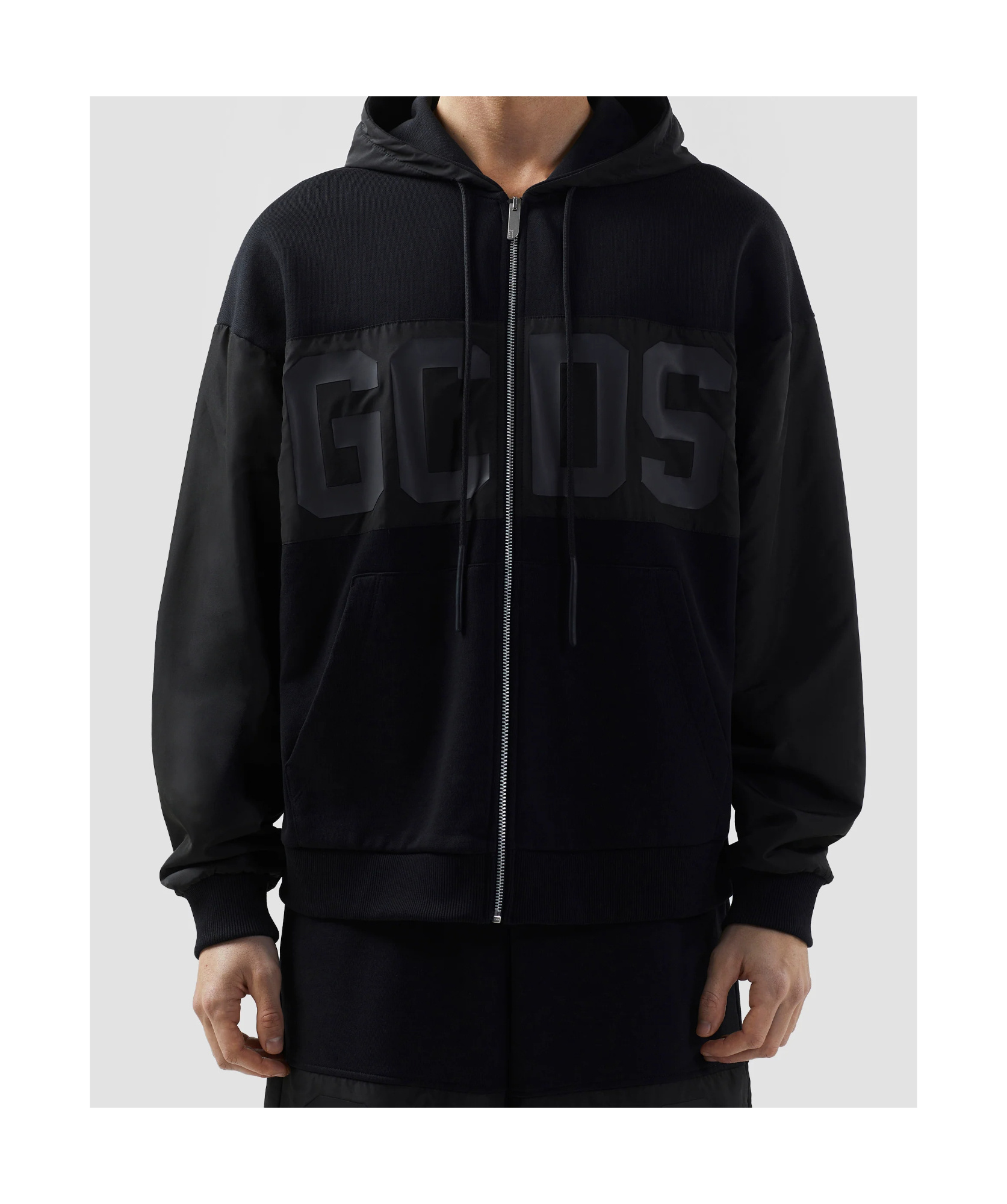 Gcds Cotton Hoodie With Adjustable Drawstring Hood In Black