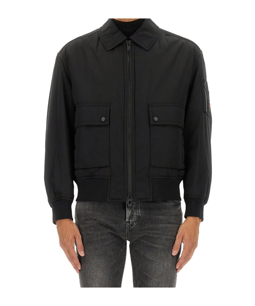 Hugo Boss Boss Bomber Jacket With Removable Lining In Black