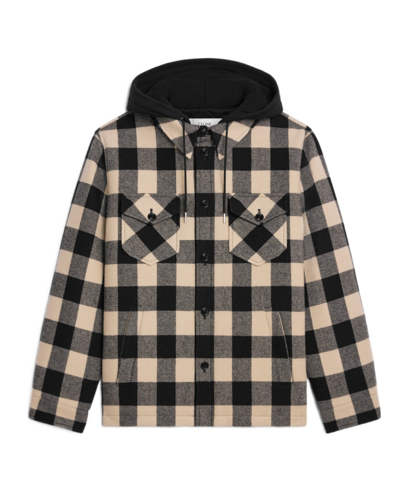 Celine Checked Wool Hooded Cotton Suit In Brown