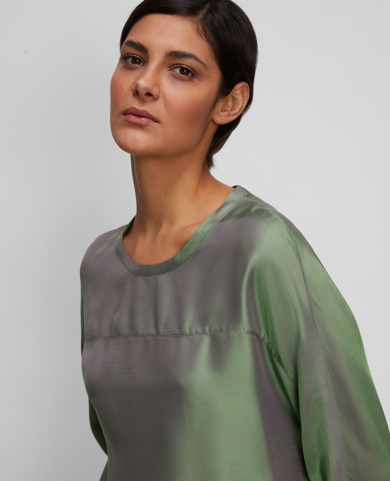 Aspesi Green Viscose Twill Blouse In Gray