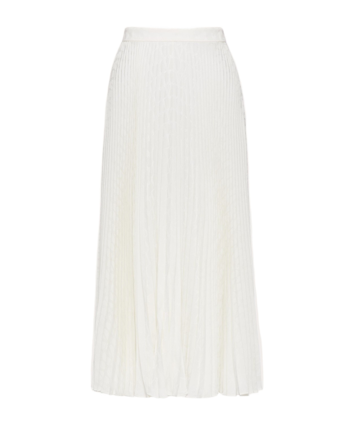 Shop Valentino Pleated Midi Skirt In White