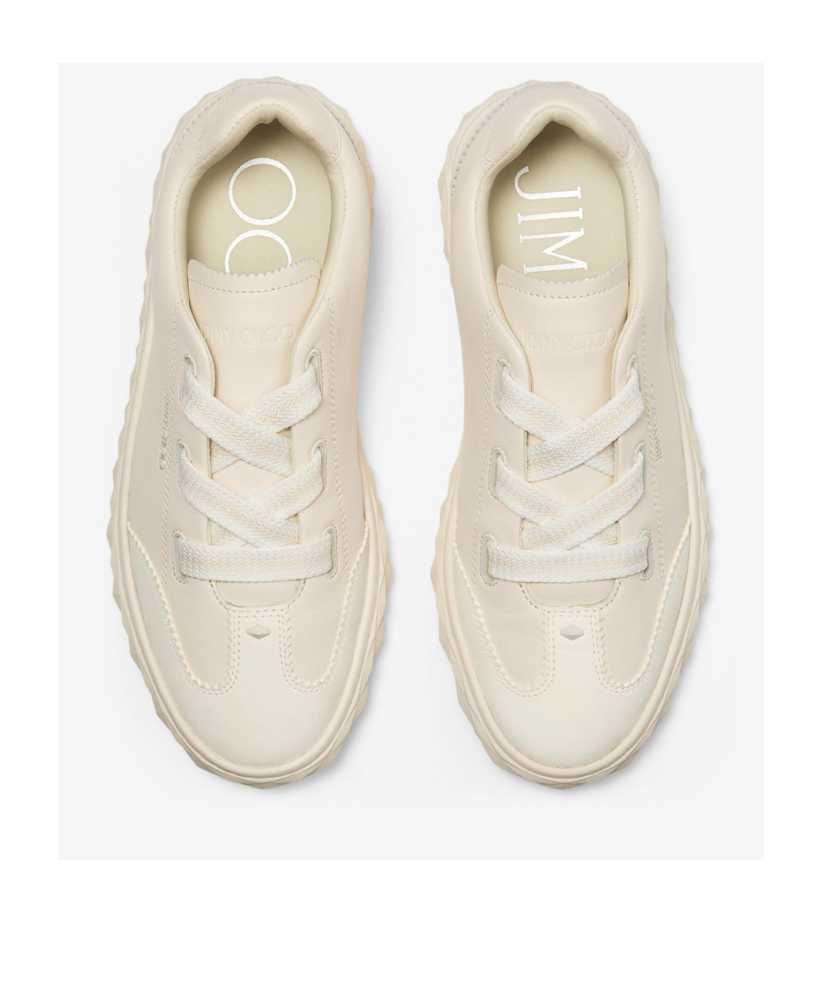 Jimmy Choo Diamond Flex Lightweight Leather Trainers With Collapsible Heel In White