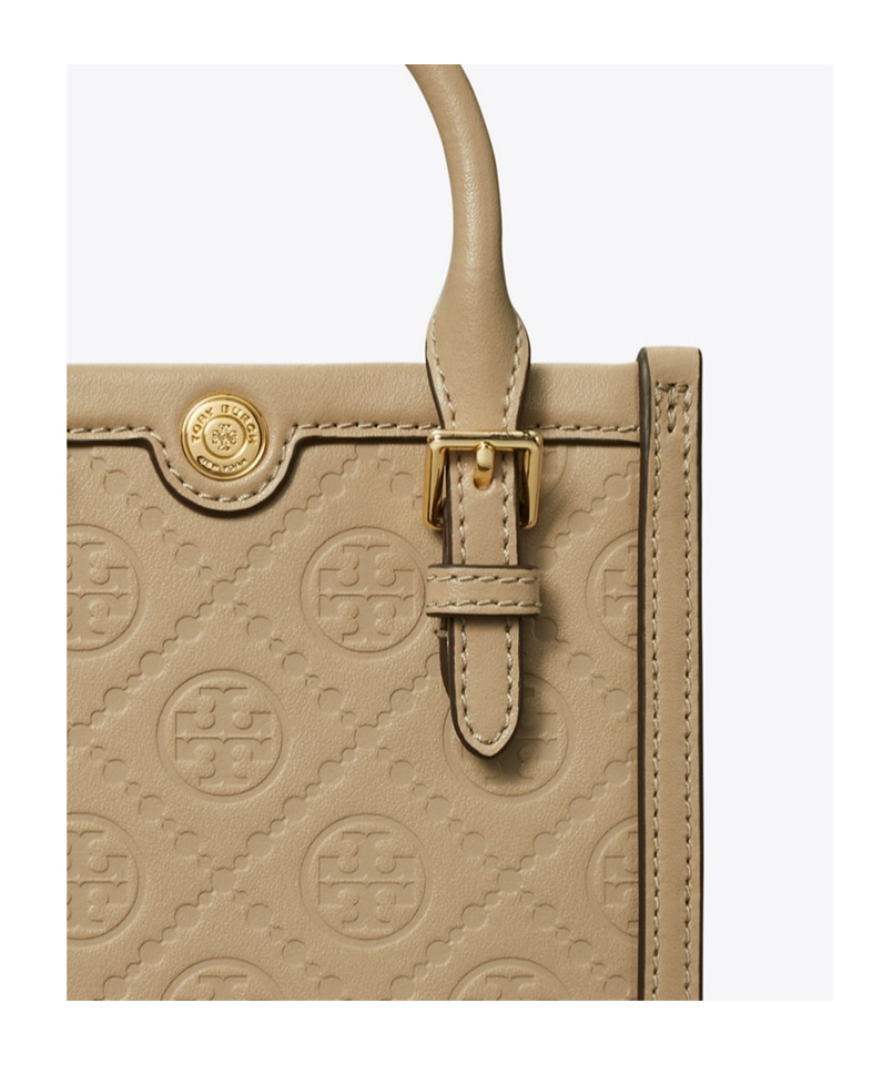 Tory Burch Mini T Monogram Tote Bag In Nude