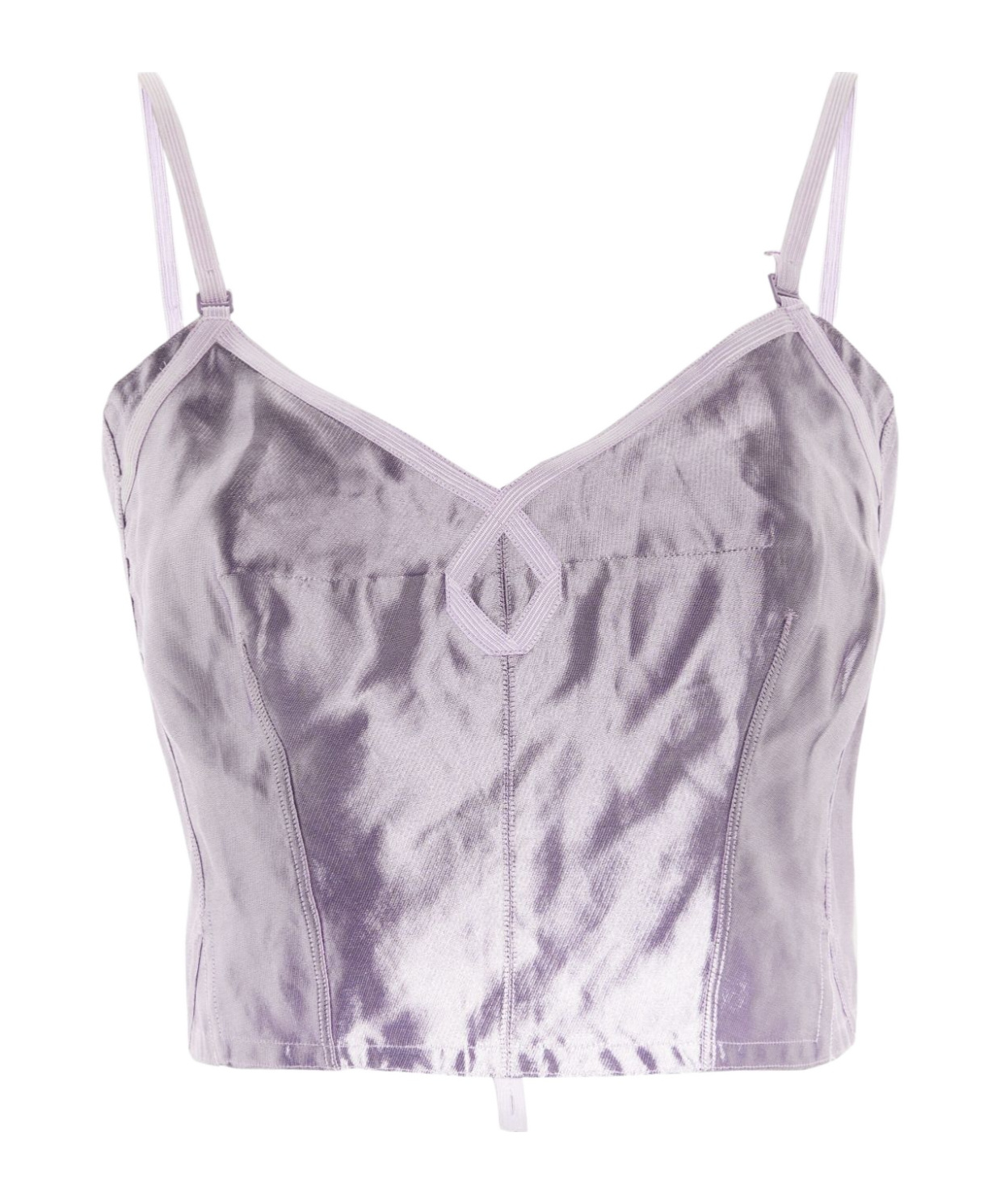 Maison Margiela Metallic Silk Crop Top In Purple