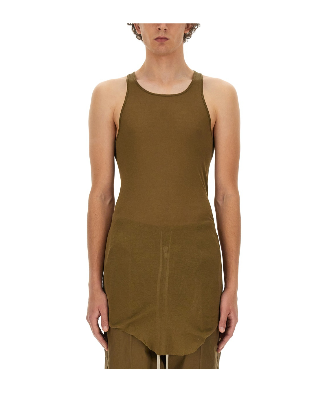 Rick Owens Organic Cotton Tank Top In Brown