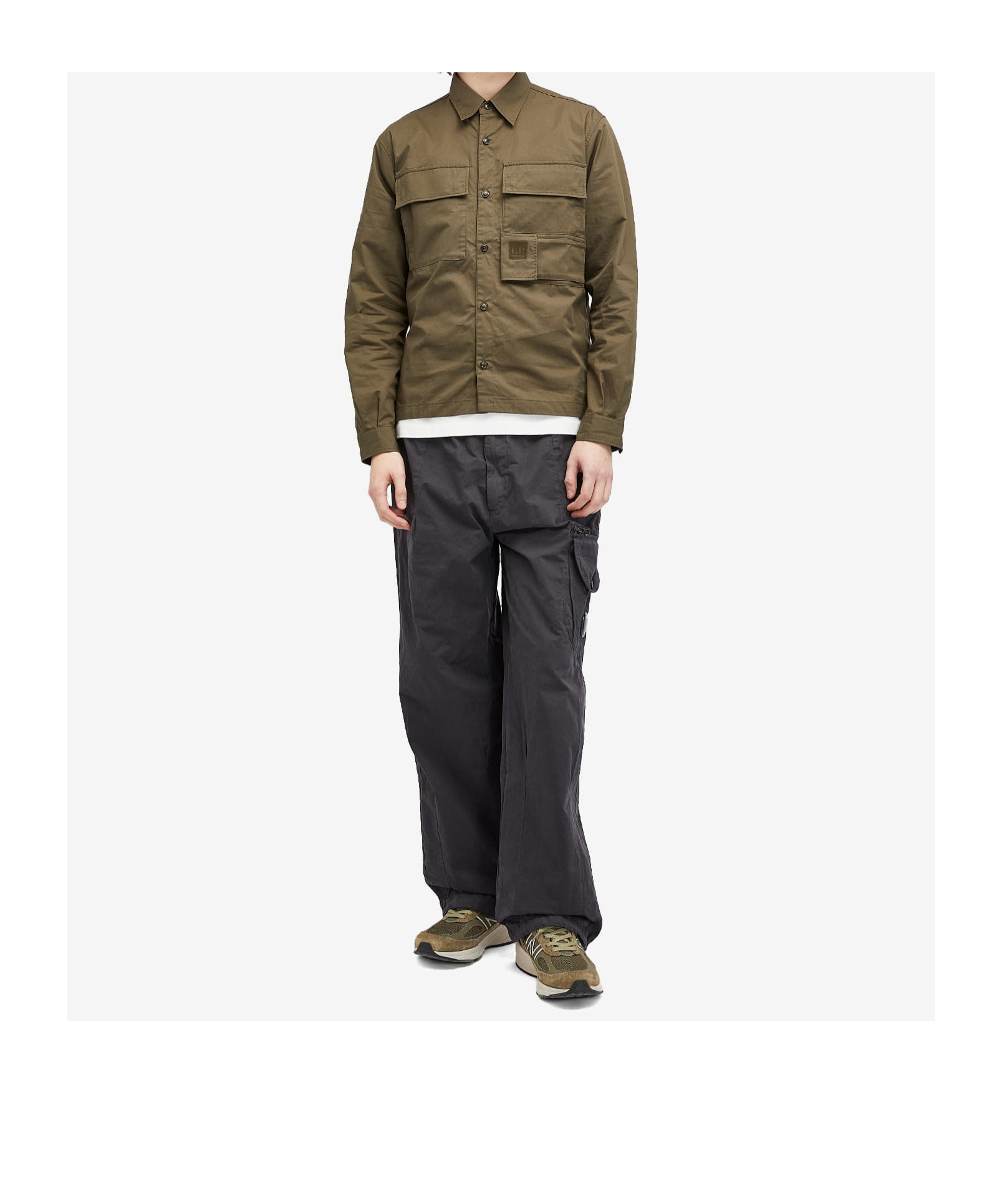 C.p. Company Long-sleeved Lapel Shirt In Green