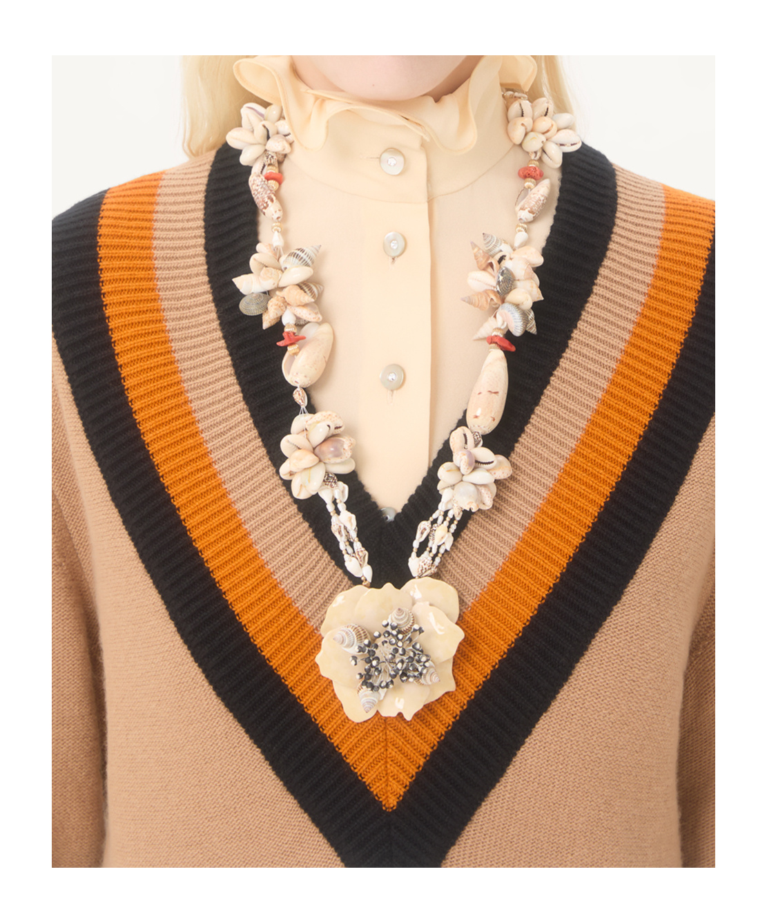 Valentino Chevron-detailed Virgin Wool Sweater In Brown
