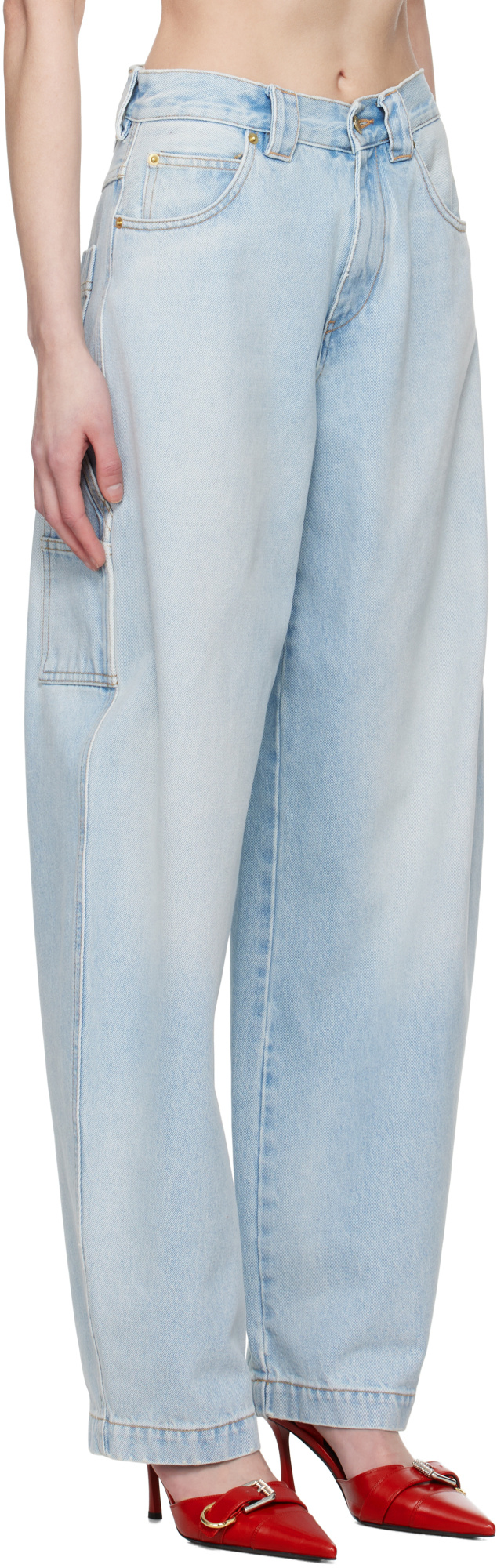 Shop Darkpark Blue Audrey Barrel Leg Carpenter Jeans In Multicolor