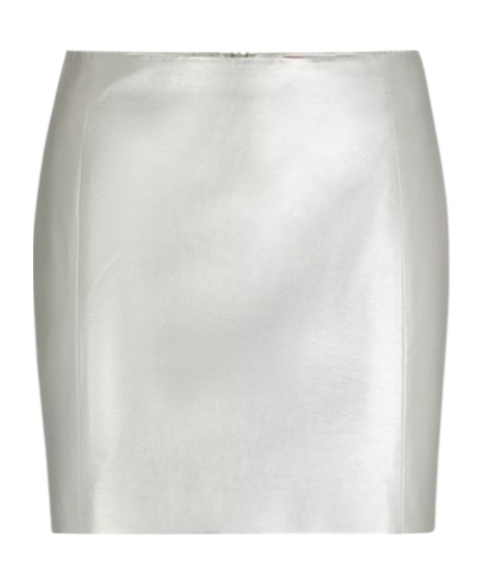 Hugo Boss Regular-fit Mini Skirt In Metallic Fabric In White