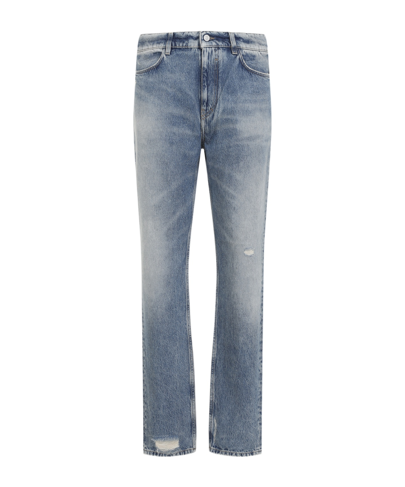 Givenchy Washed Denim Tapered Leg Jeans With Contrast Stitching In Blue