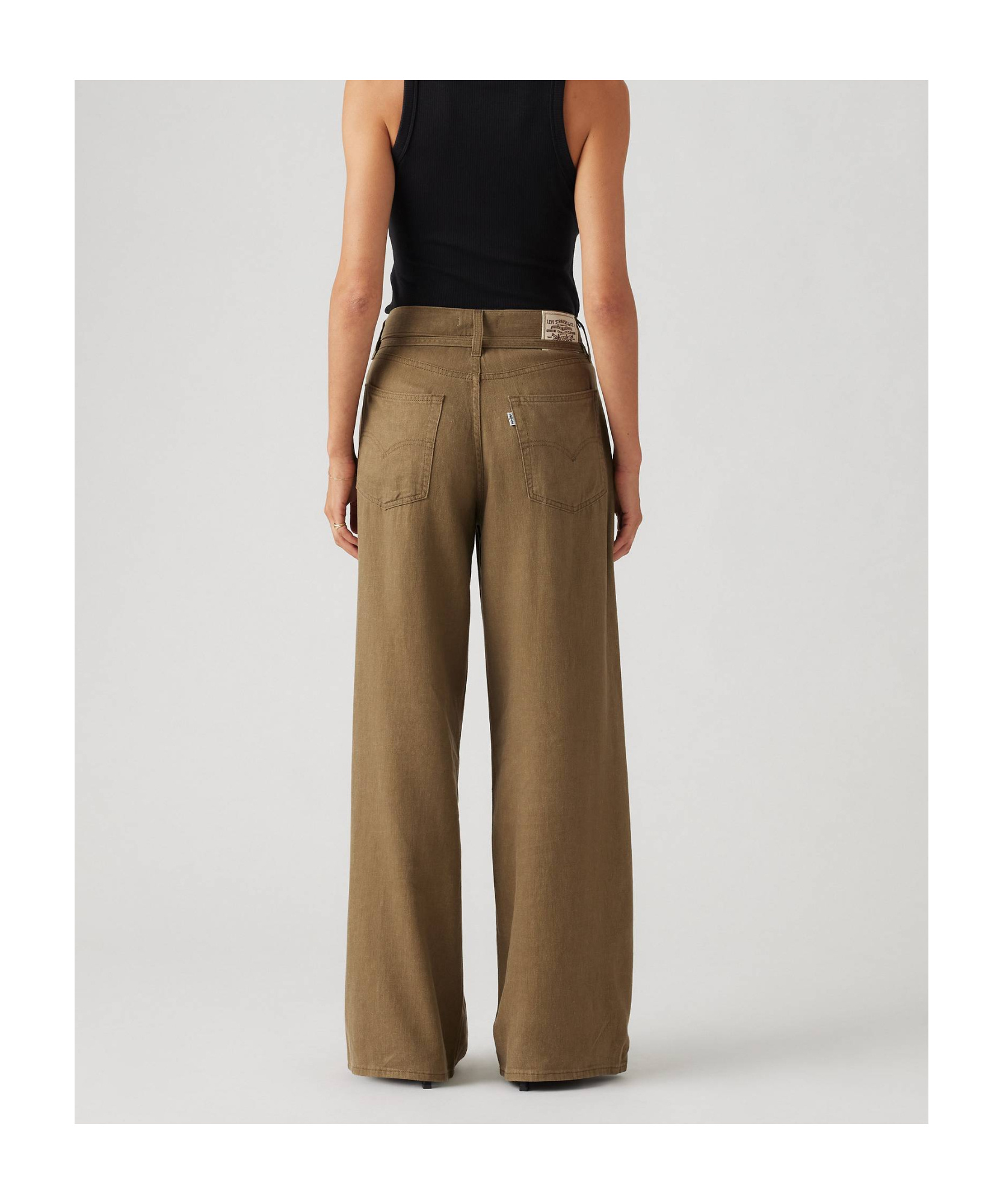Levi's Xl Baggy Straight Linen Blend Women's Pants In Oat Linen-brown