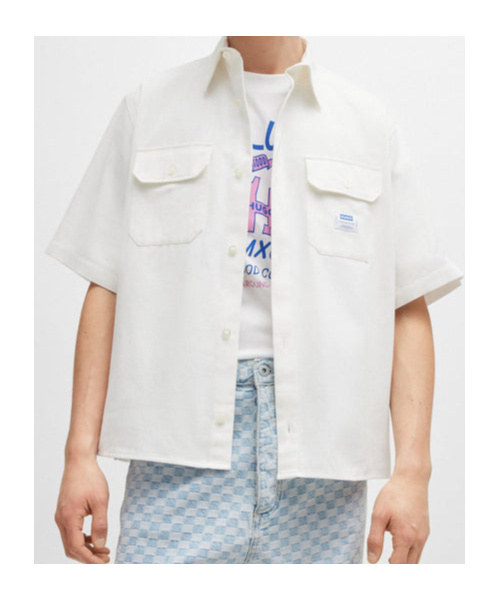 Hugo Boss Lapel Short-sleeved Shirt In White