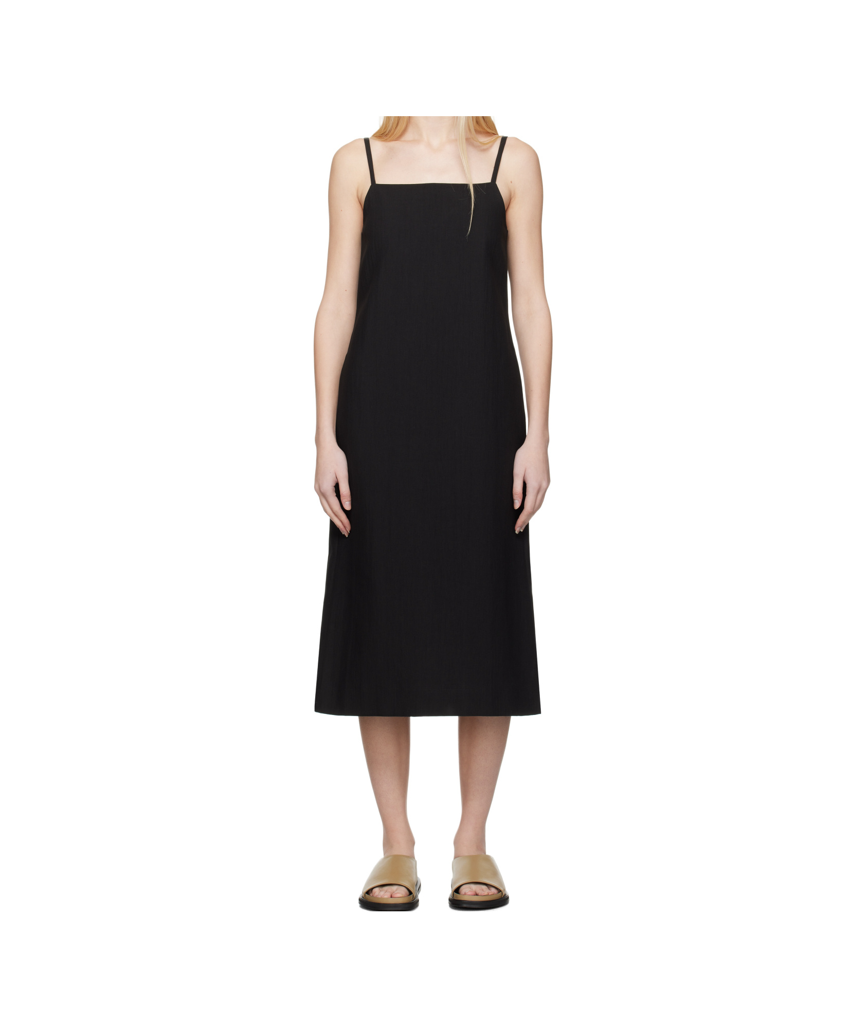 Studio Nicholson Black Danae Midi Dress In Black