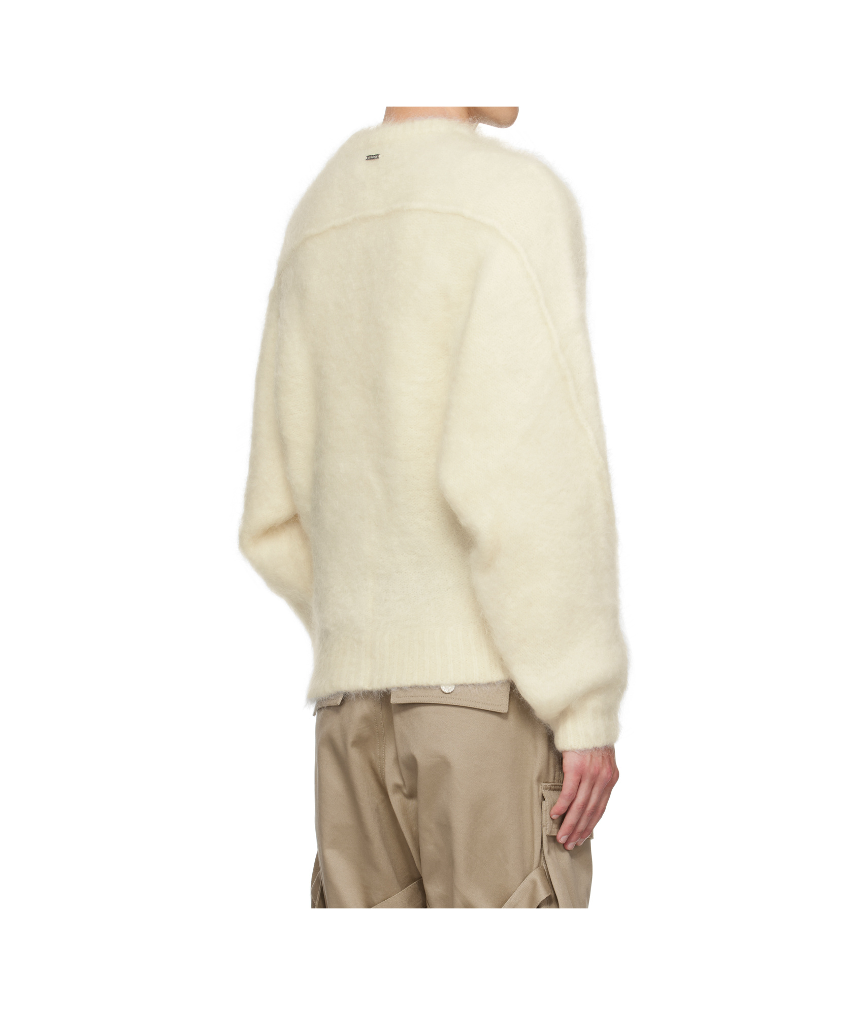 Mugler Ribbed-knit Sweater In Neutral
