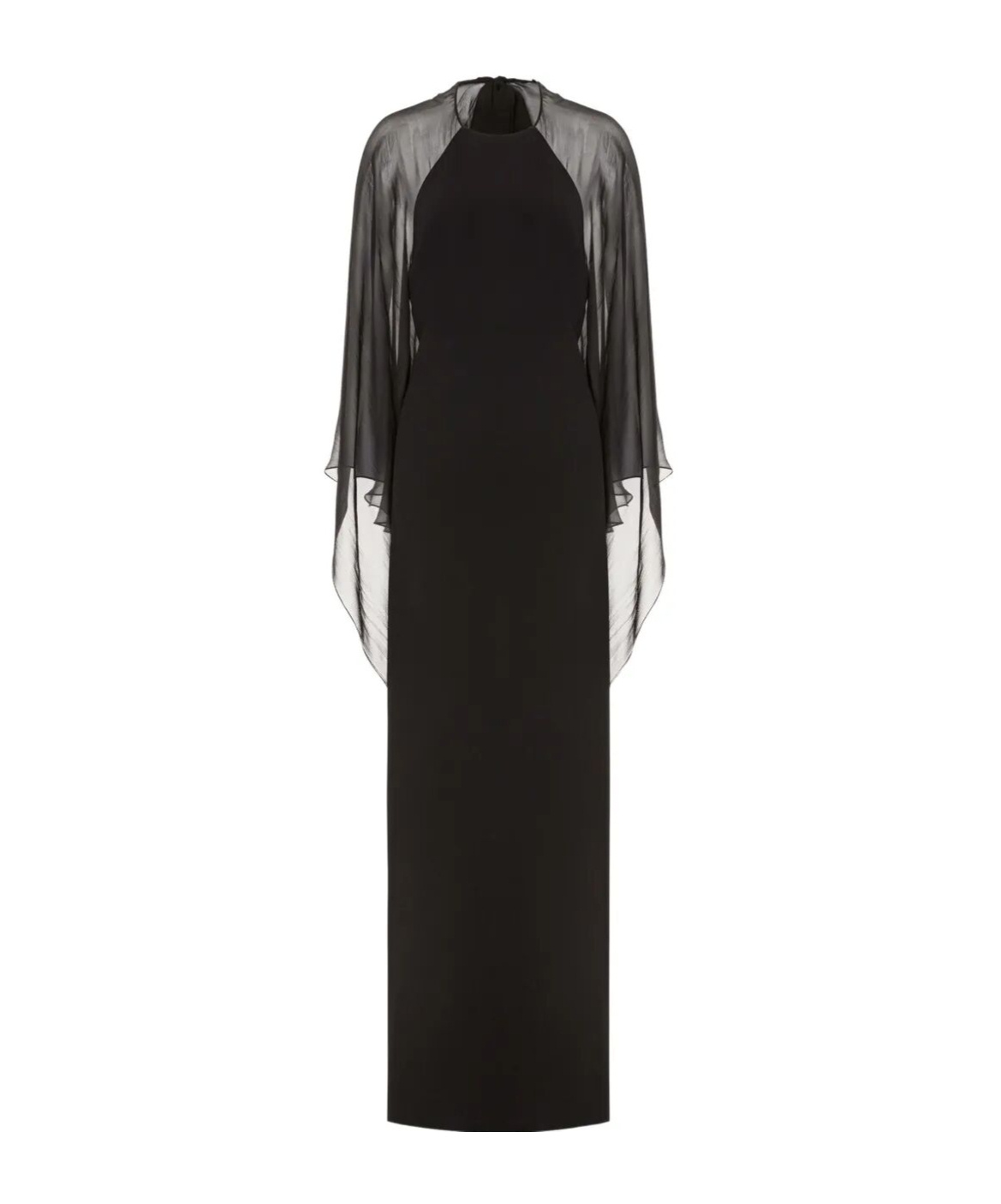 Alberta Ferretti Chiffon Cape Gown In Black