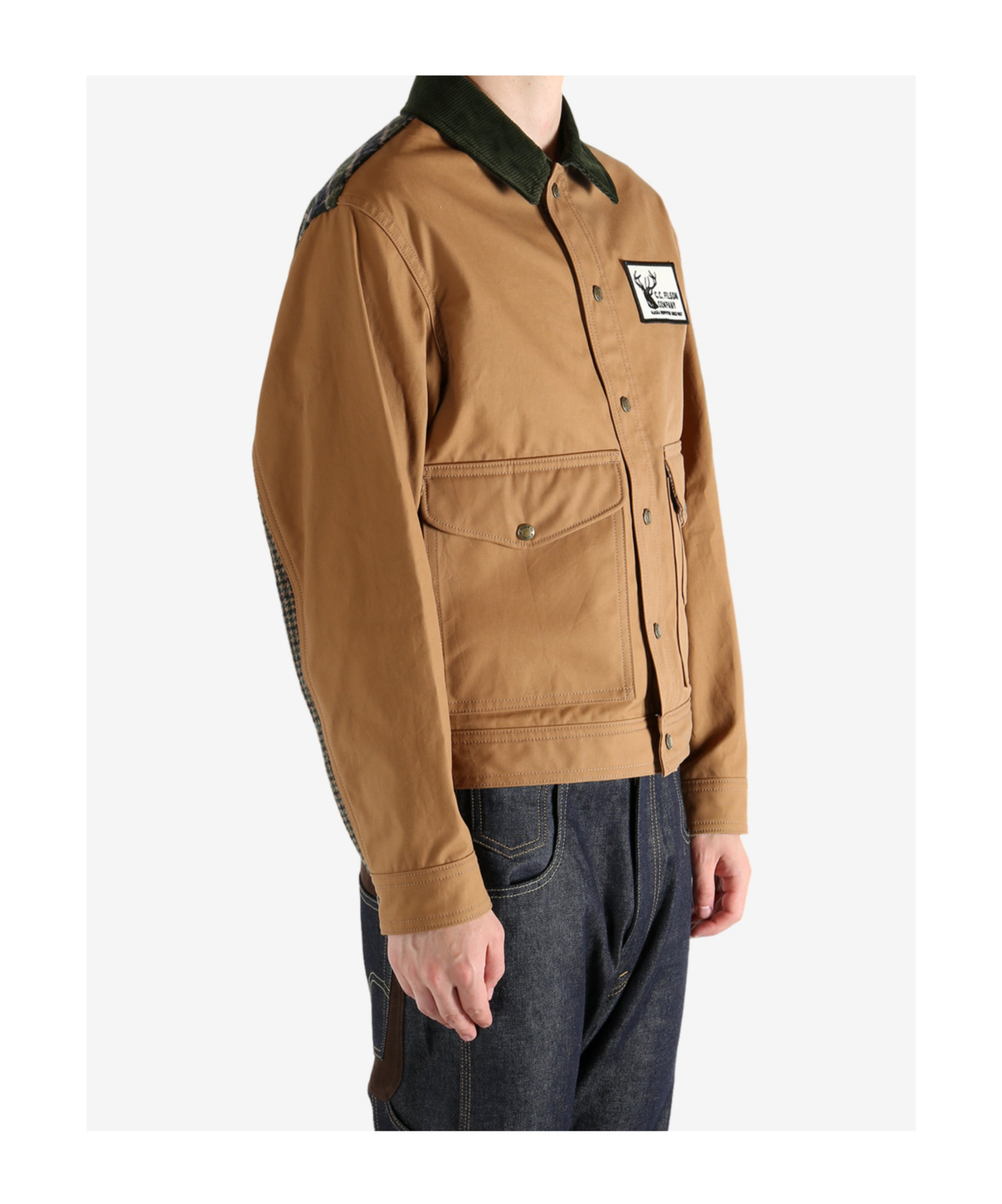 Junya Watanabe Cotton Oxford X Wool Nylon Check Filson Jacket In Neutral