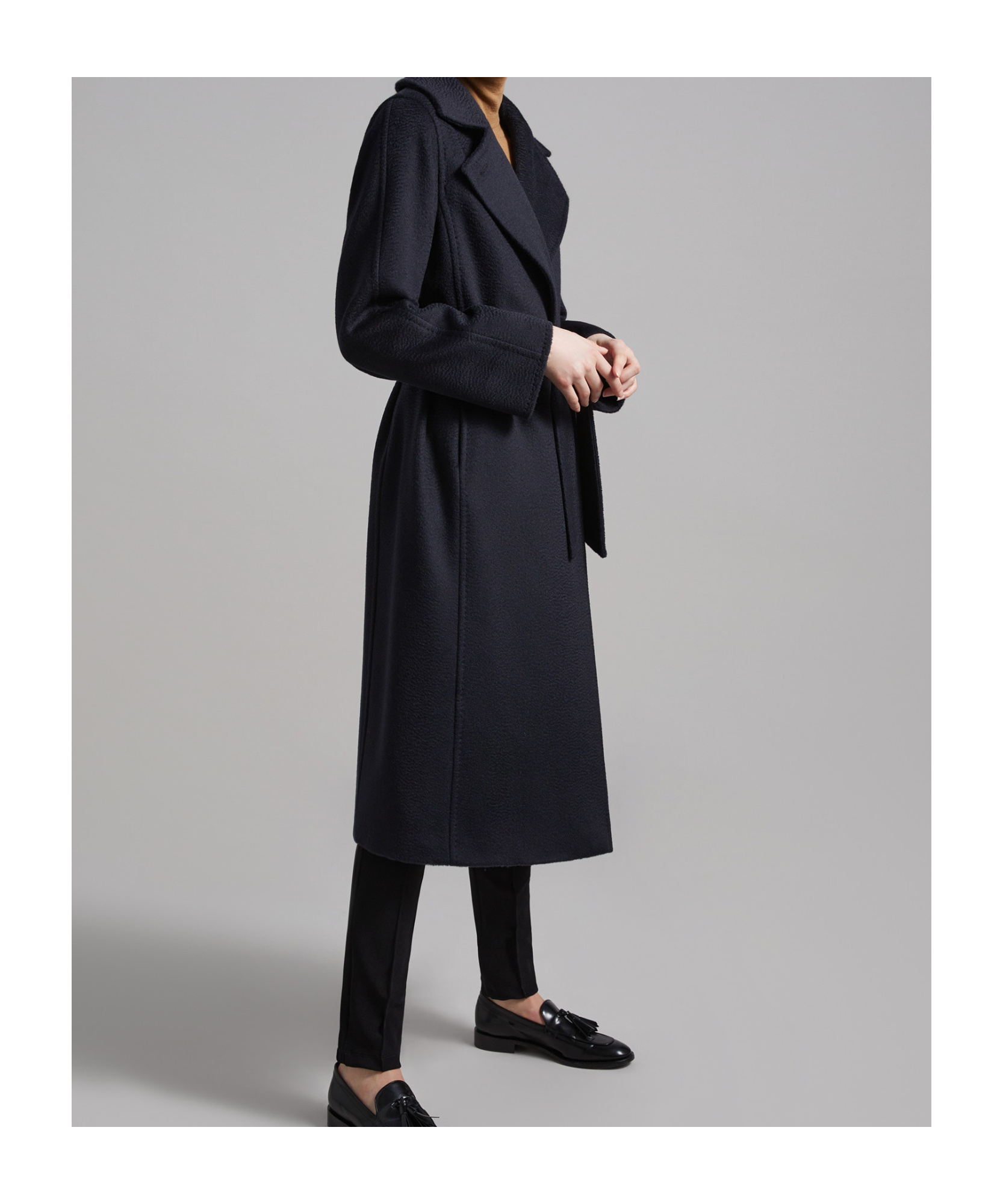 Max Mara Manuela Icon Belted Wool Coat In Black