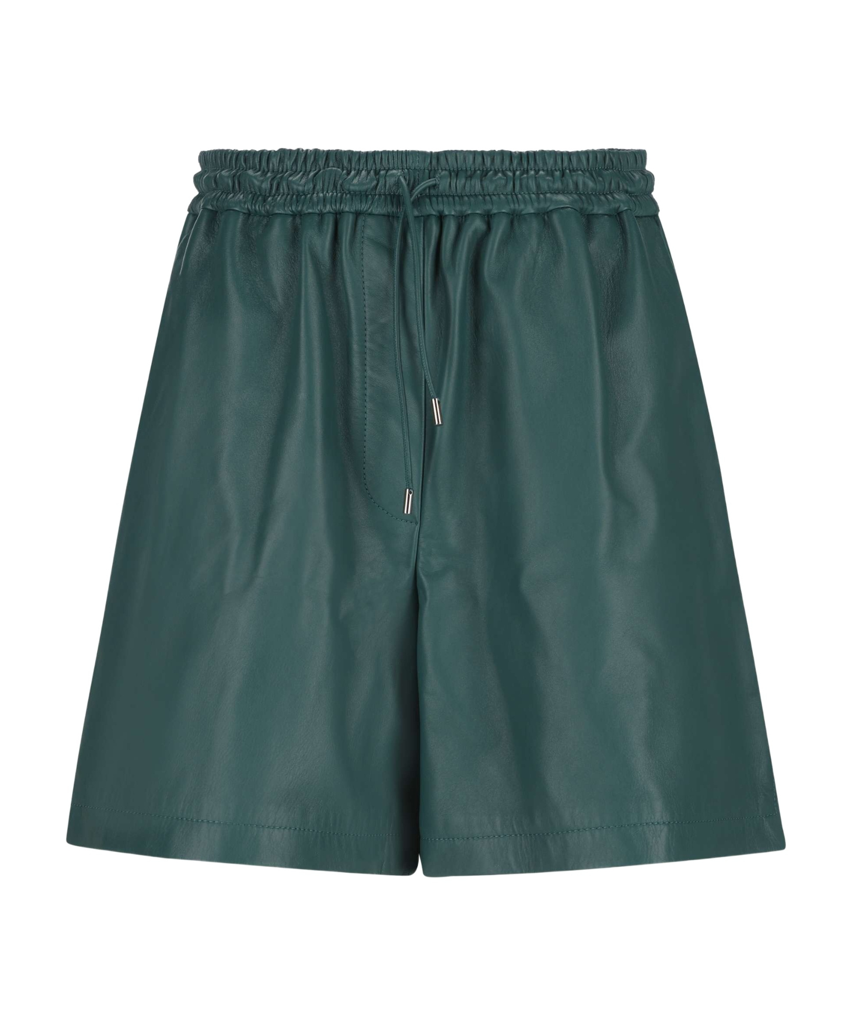 Loewe Leather Elasticated Mini Shorts In Green