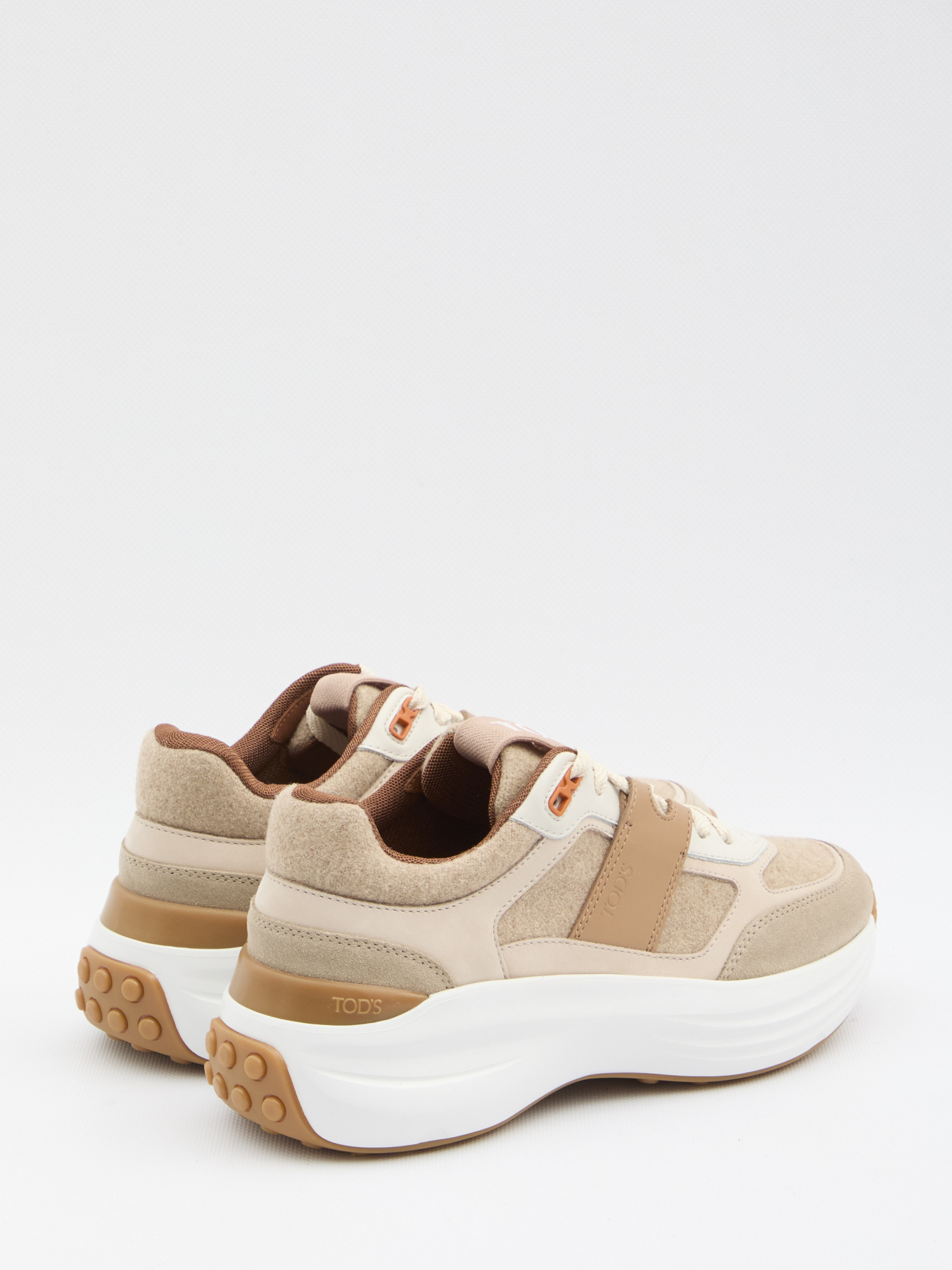 Tod's Sneakers In Fabric And Suede Leather In Brown