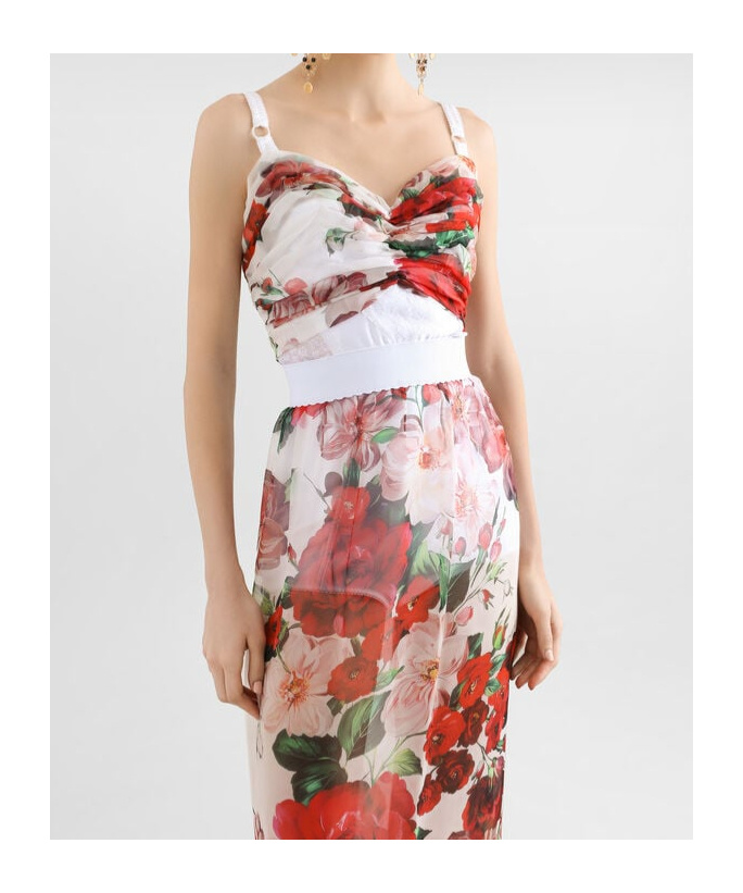 Dolce & Gabbana Floral Print Top Adjustable Straps In White