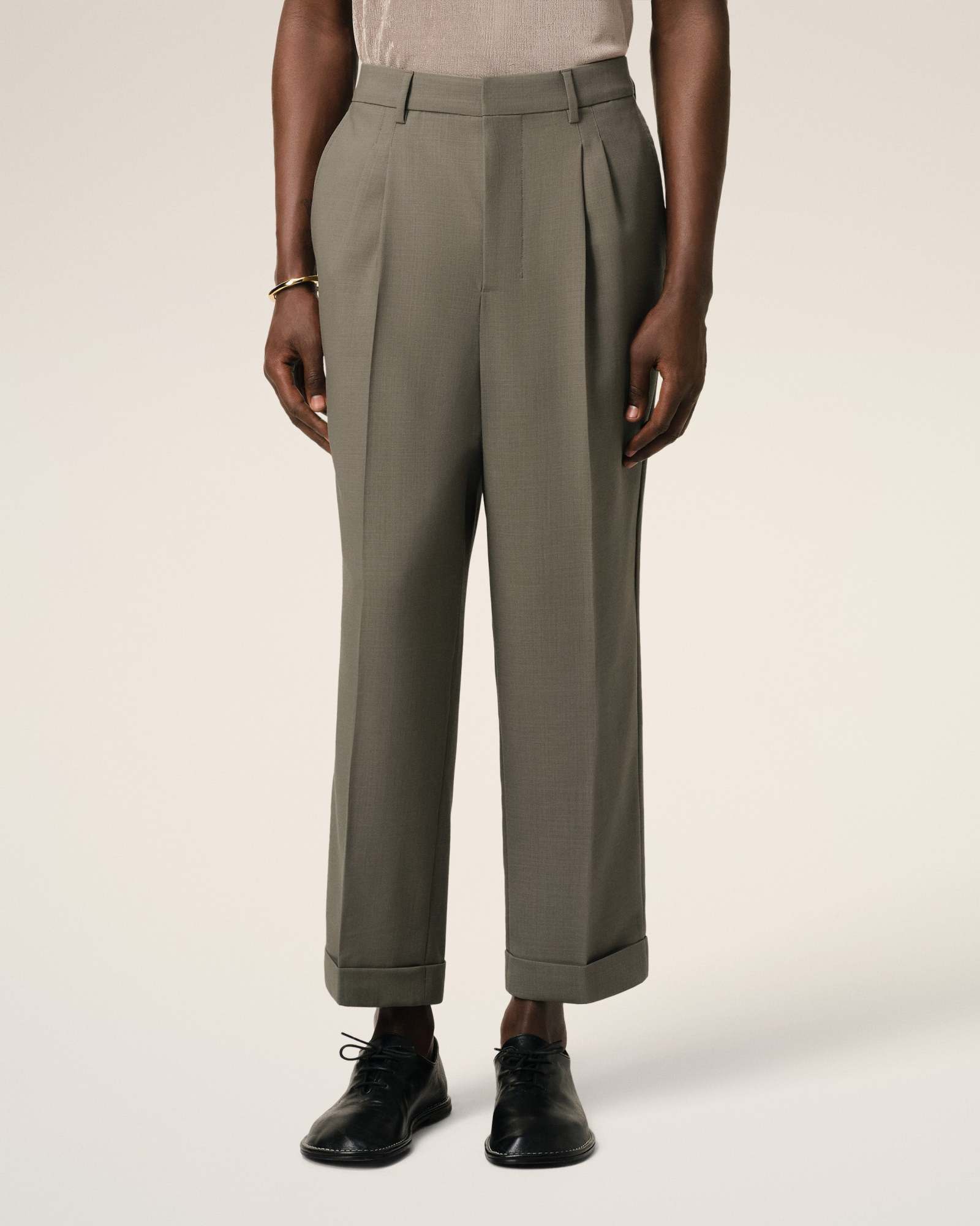 Ami Alexandre Mattiussi Ami Paris Smoke Grey Virgin Wool Trousers In Gray